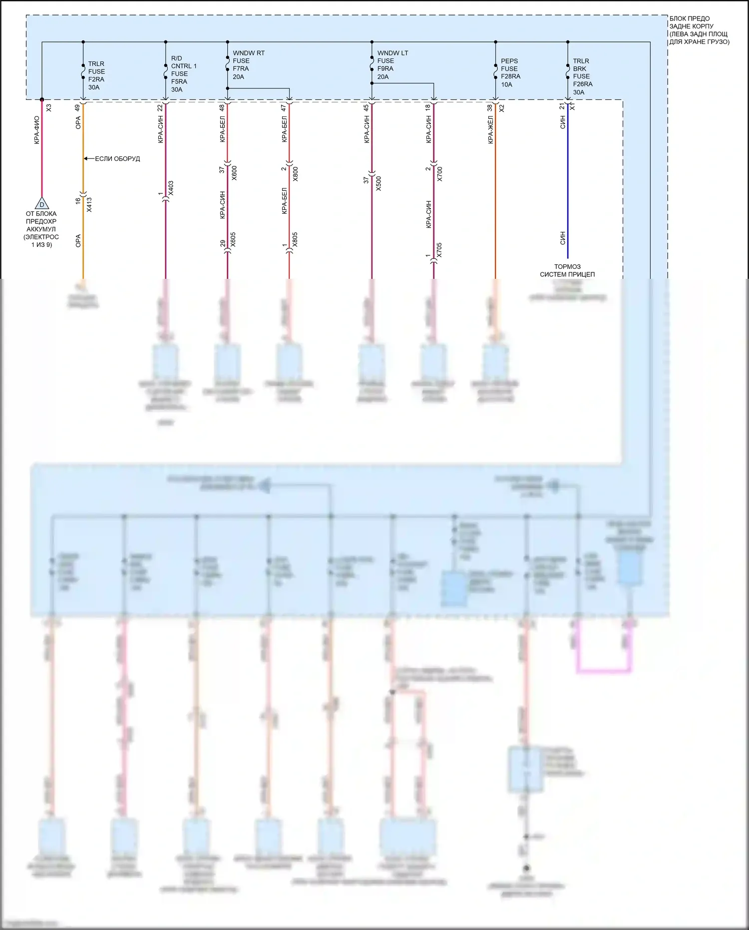 Blazer Chevrolet III рестайлинг (2022-2024): Электросхема блока предохранителей реле (3 из 9) 