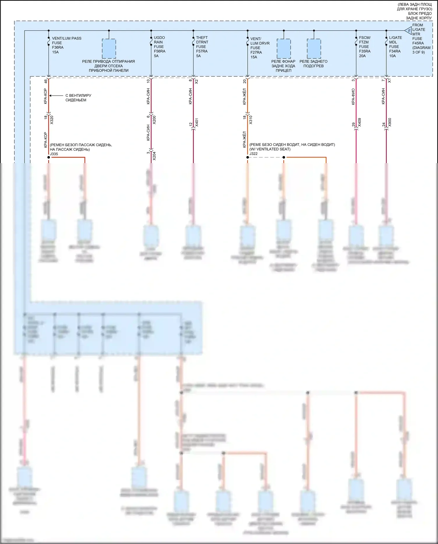 Blazer Chevrolet III рестайлинг (2022-2024): Электросхема блока предохранителей реле (6 из 9) 
