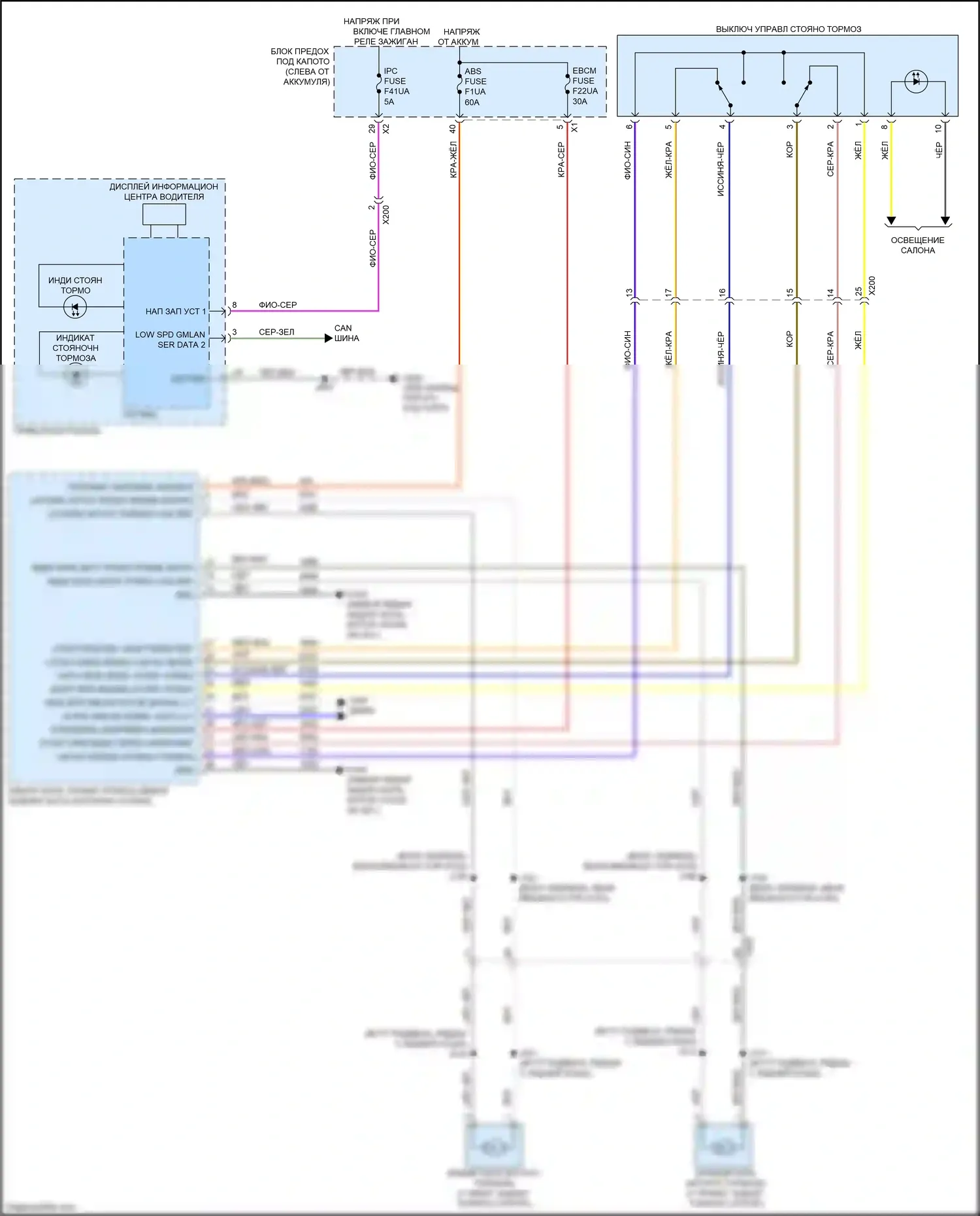 Blazer Chevrolet III рестайлинг (2022-2024): 3,6л vin s, электросхема системы стояночного тормоза 