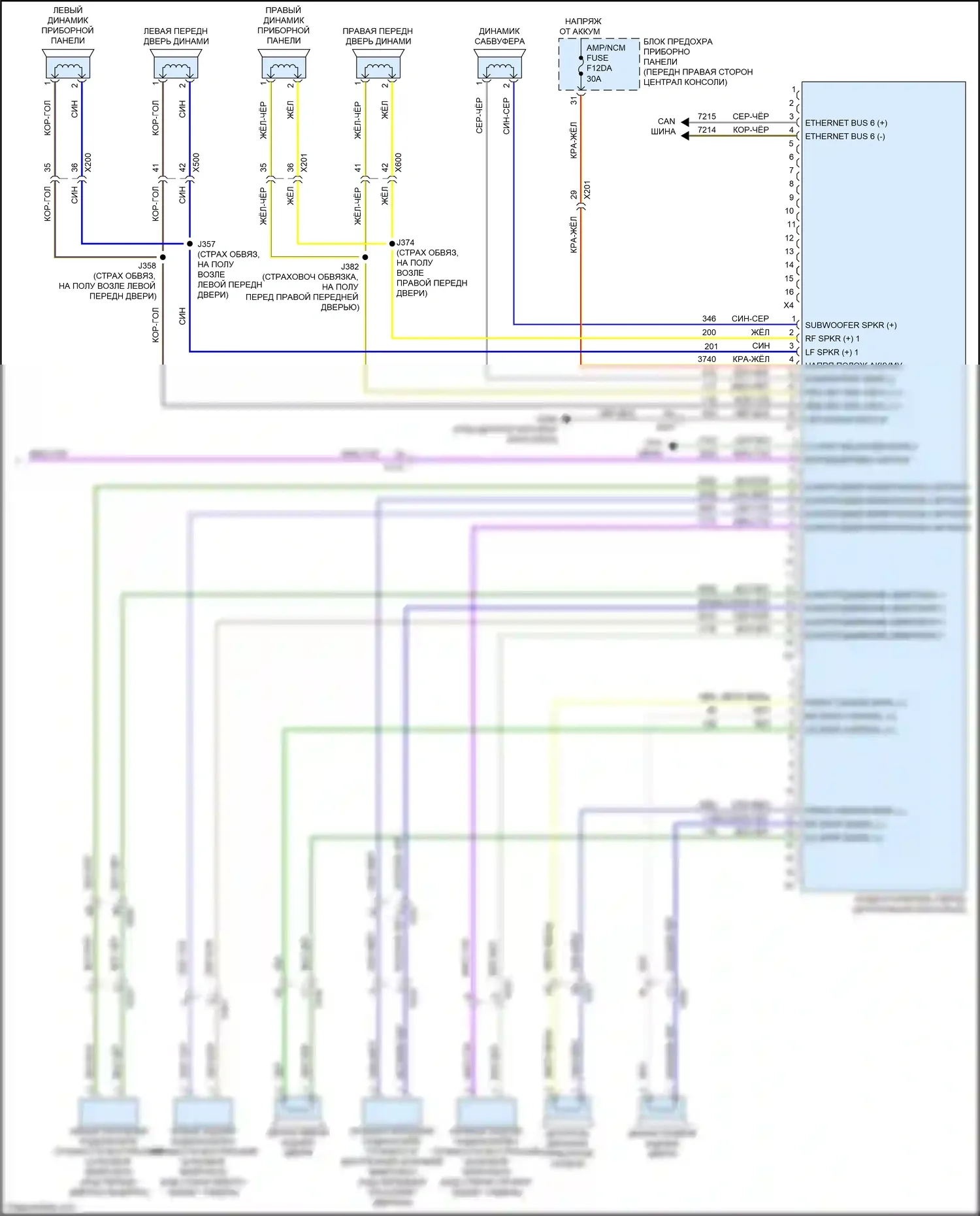 Blazer Chevrolet III рестайлинг (2022-2024): Электросхема магнитолы, без активных шумов (4 из 4) 