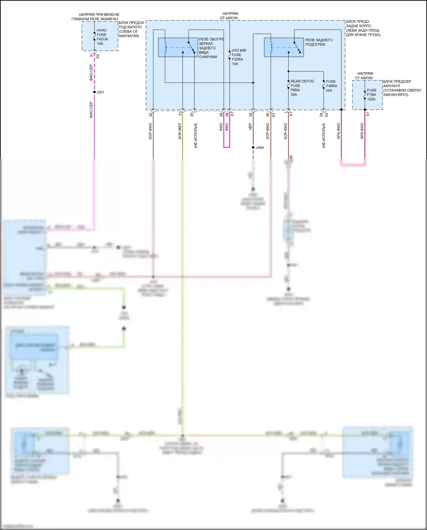 Blazer Chevrolet III рестайлинг (2022-2024): Электросхема подогрева стекол 