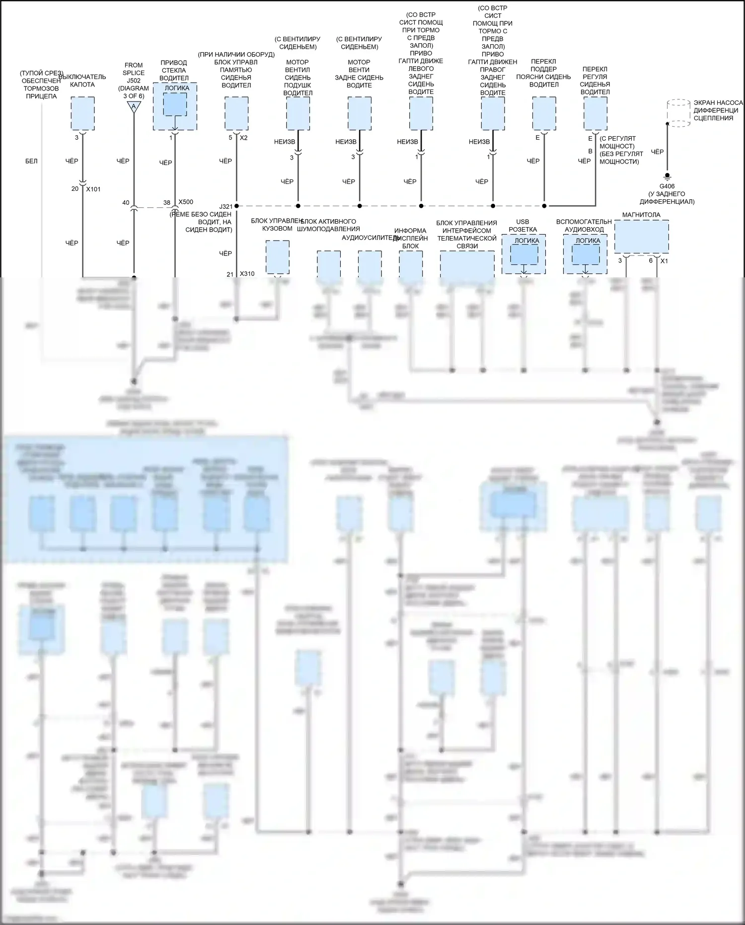 Blazer Chevrolet III рестайлинг (2022-2024): Электросхема разводки массы (4 из 6) 