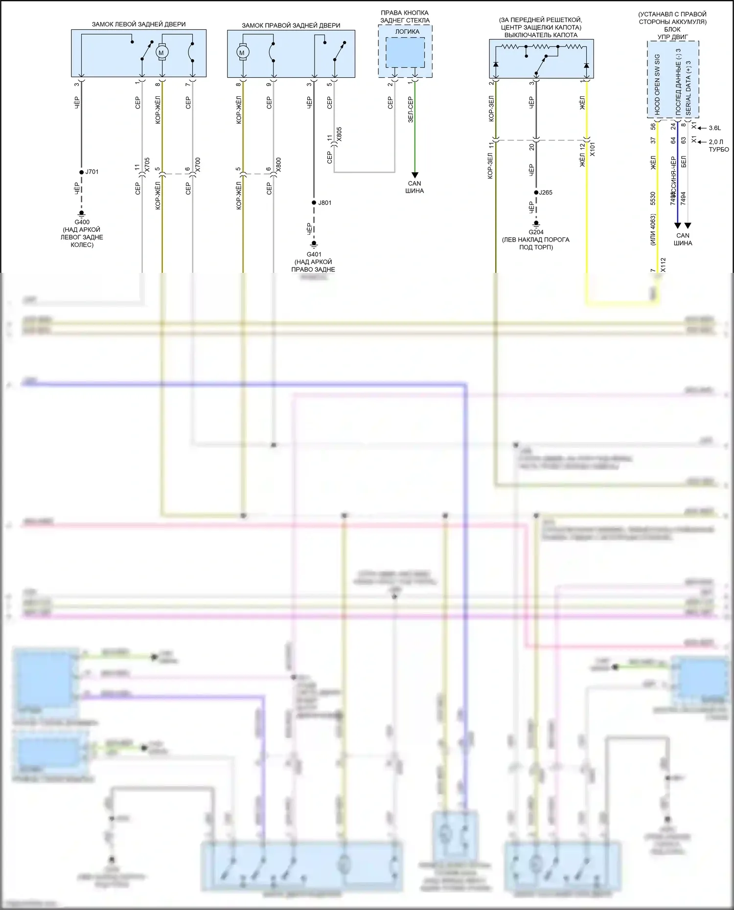 Blazer Chevrolet III рестайлинг (2022-2024): Электросхема центрального замка (3 из 4) 