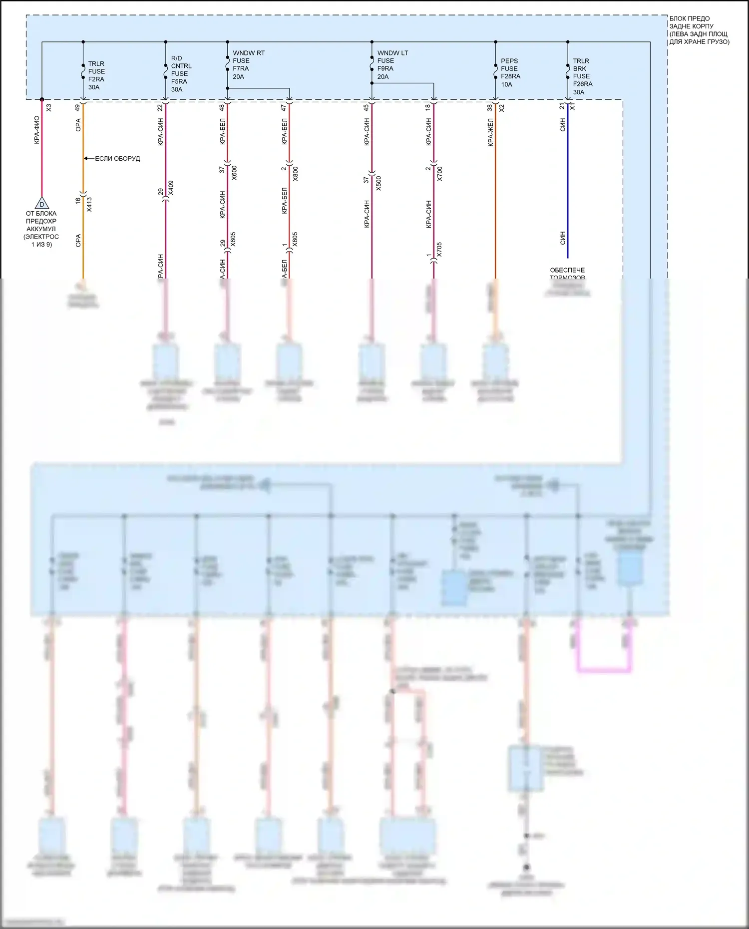 Blazer Chevrolet III (2018-2023): Электросхема блока предохранителей реле (3 из 9) 