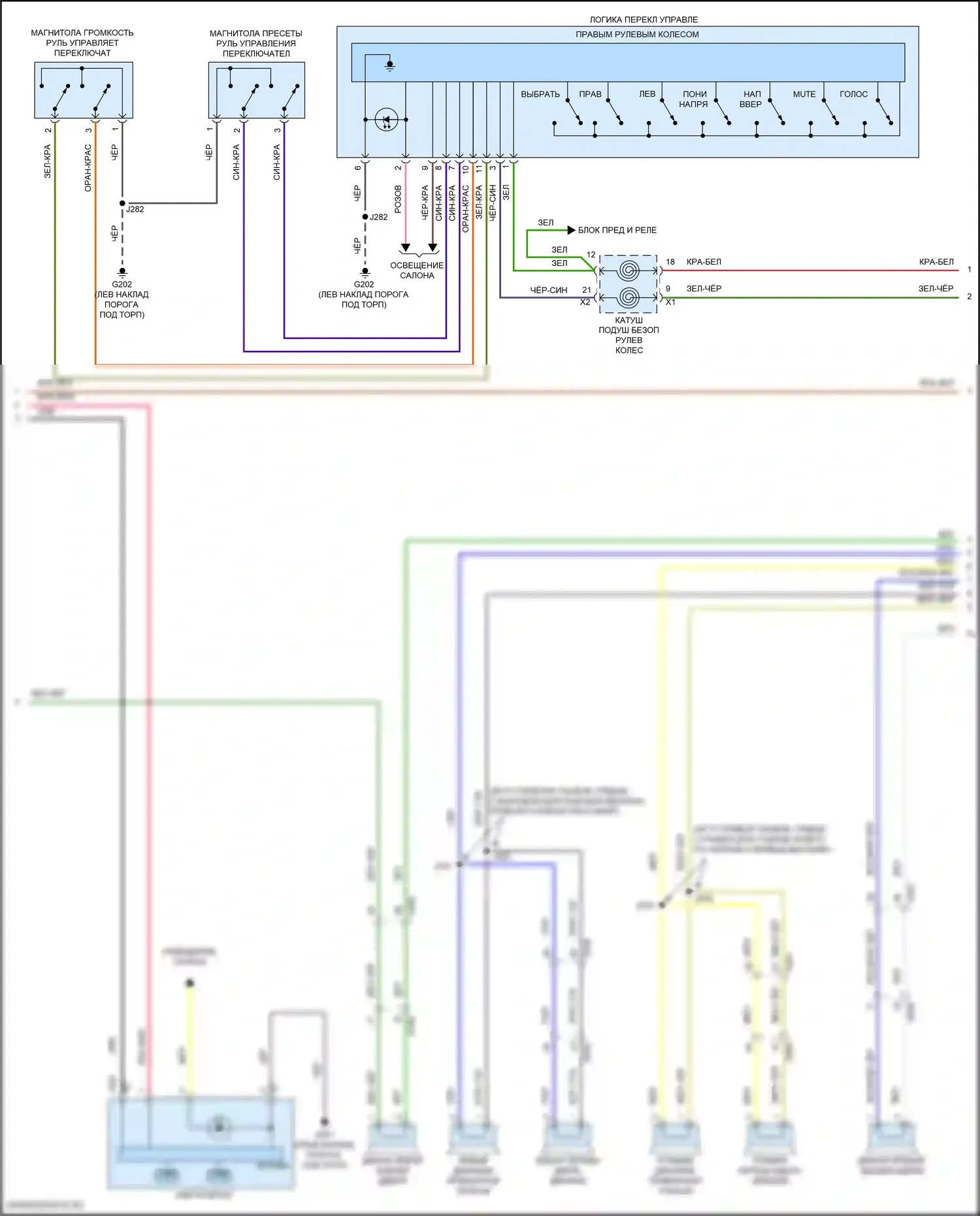 Blazer Chevrolet III (2018-2023): Электросхема магнитолы, низкий уровень (2 из 3) 