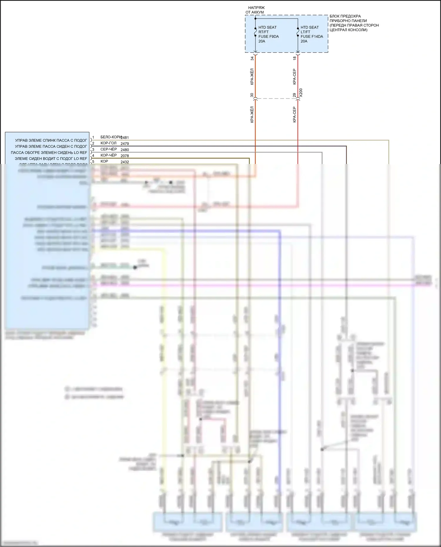 Blazer Chevrolet III (2018-2023): Электросхема передних обогреваемых сидений (1 из 2) 