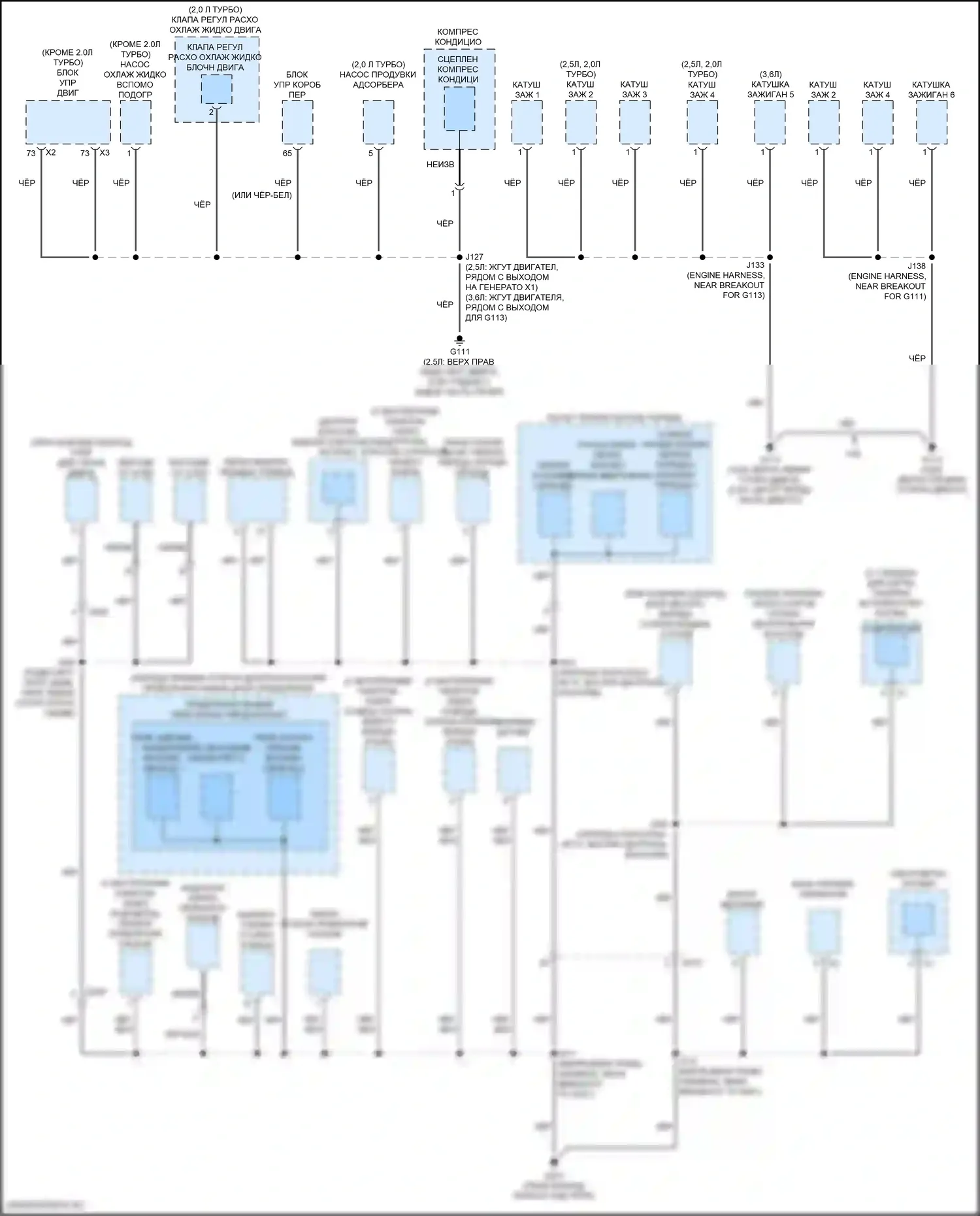 Blazer Chevrolet III (2018-2023): Электросхема разводки массы (2 из 6) 