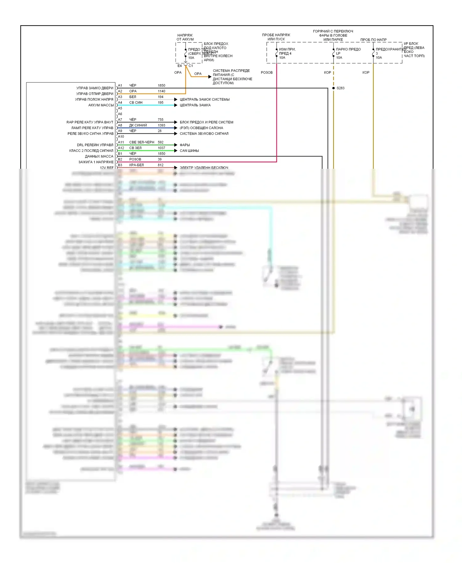 Blazer Chevrolet S15 рестайлинг (1998-2005): Электросхема блоков управления кузовом 