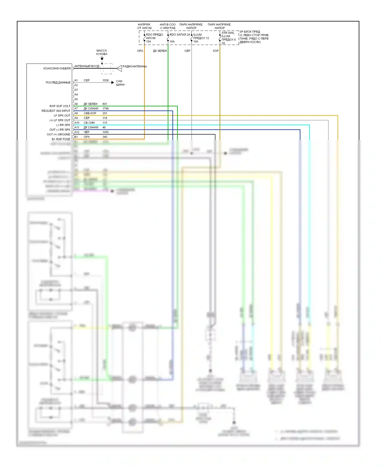 Blazer Chevrolet S15 рестайлинг (1998-2005): Электросхема магнитолы 