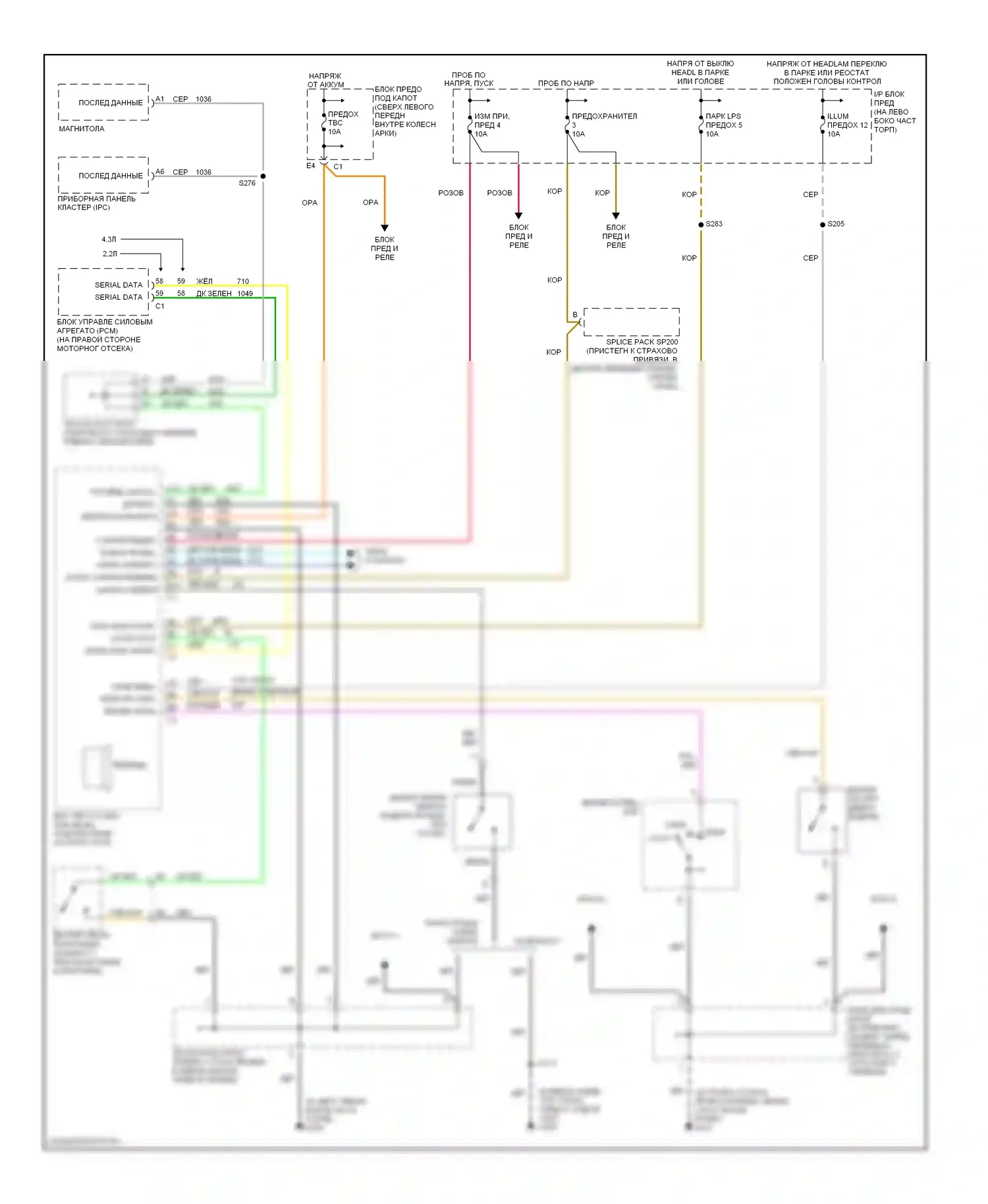 Blazer Chevrolet S15 рестайлинг (1998-2005): Электросхема помощников водителя 
