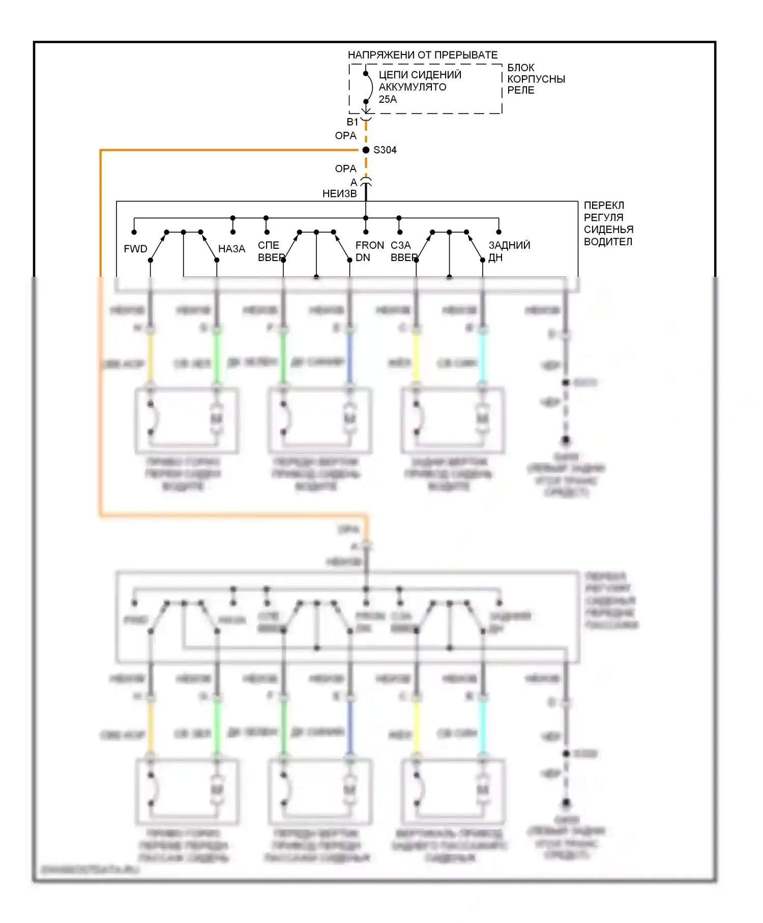 Blazer Chevrolet S15 рестайлинг (1998-2005): 6-сторонняя электросхема сиденья питания 