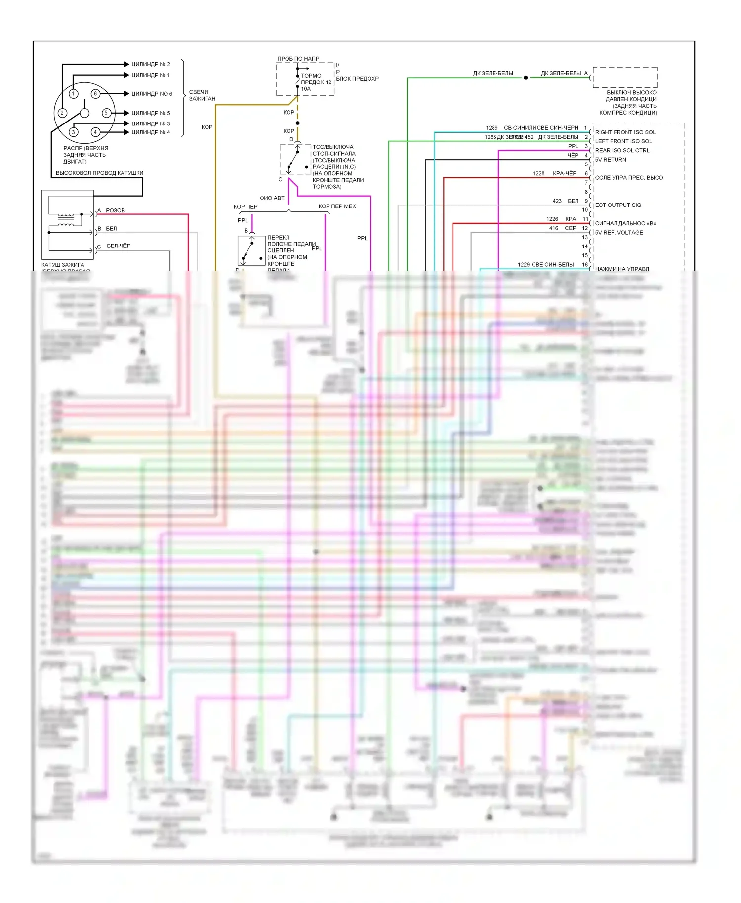 Blazer Chevrolet S15 (1994-1998): Электросхема двигателя 4.3l (vin w) s (4 из 4) 