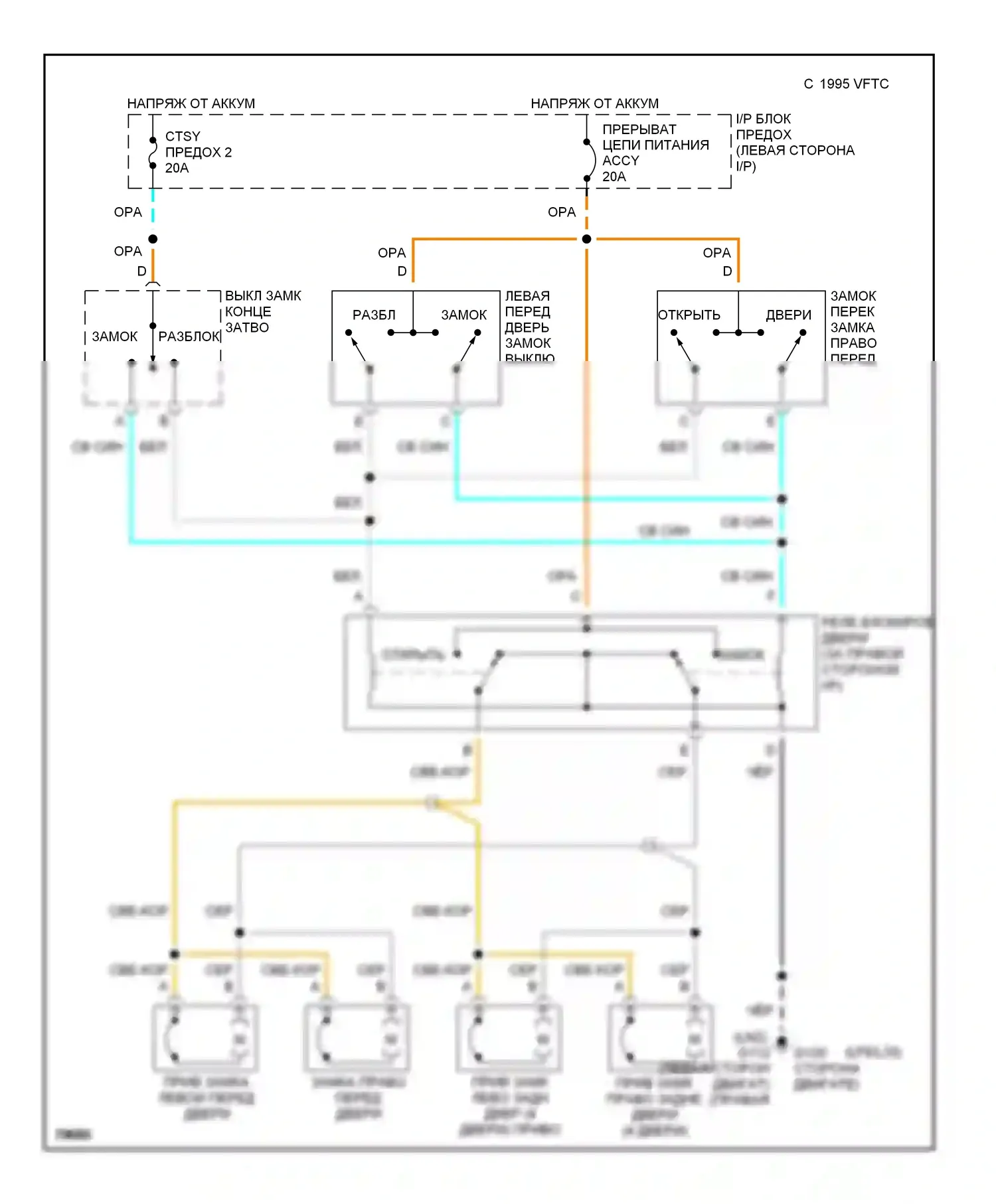 Blazer Chevrolet S15 (1994-1998): Электросхема замка двери 