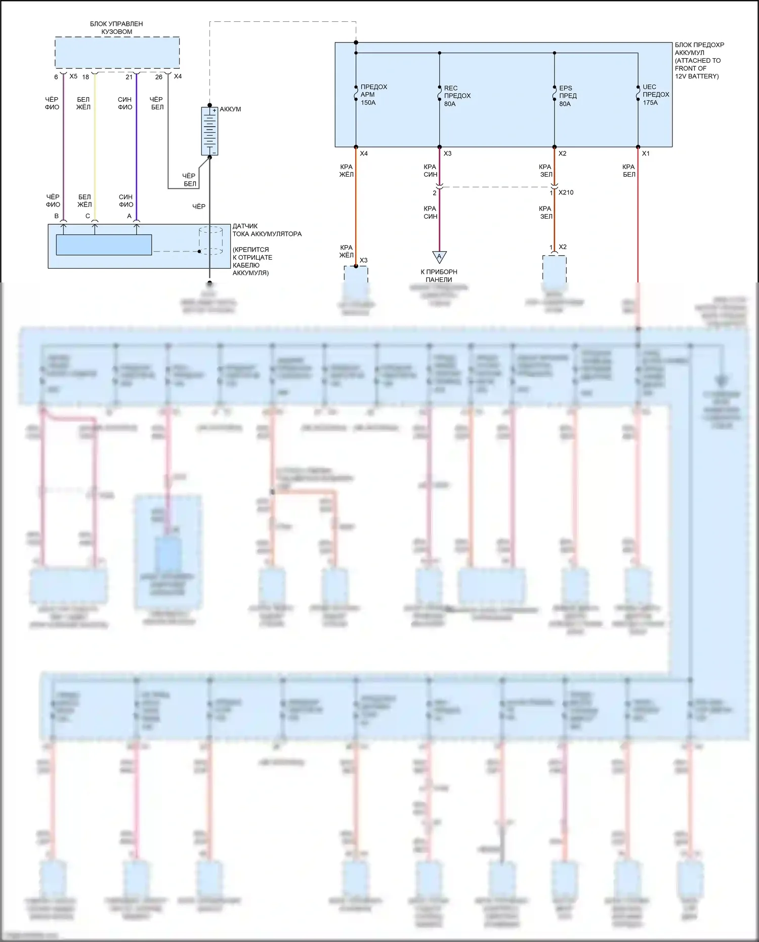 Bolt Chevrolet I (2016-2021): Электросхема блока предохранителей реле (1 из 6) 