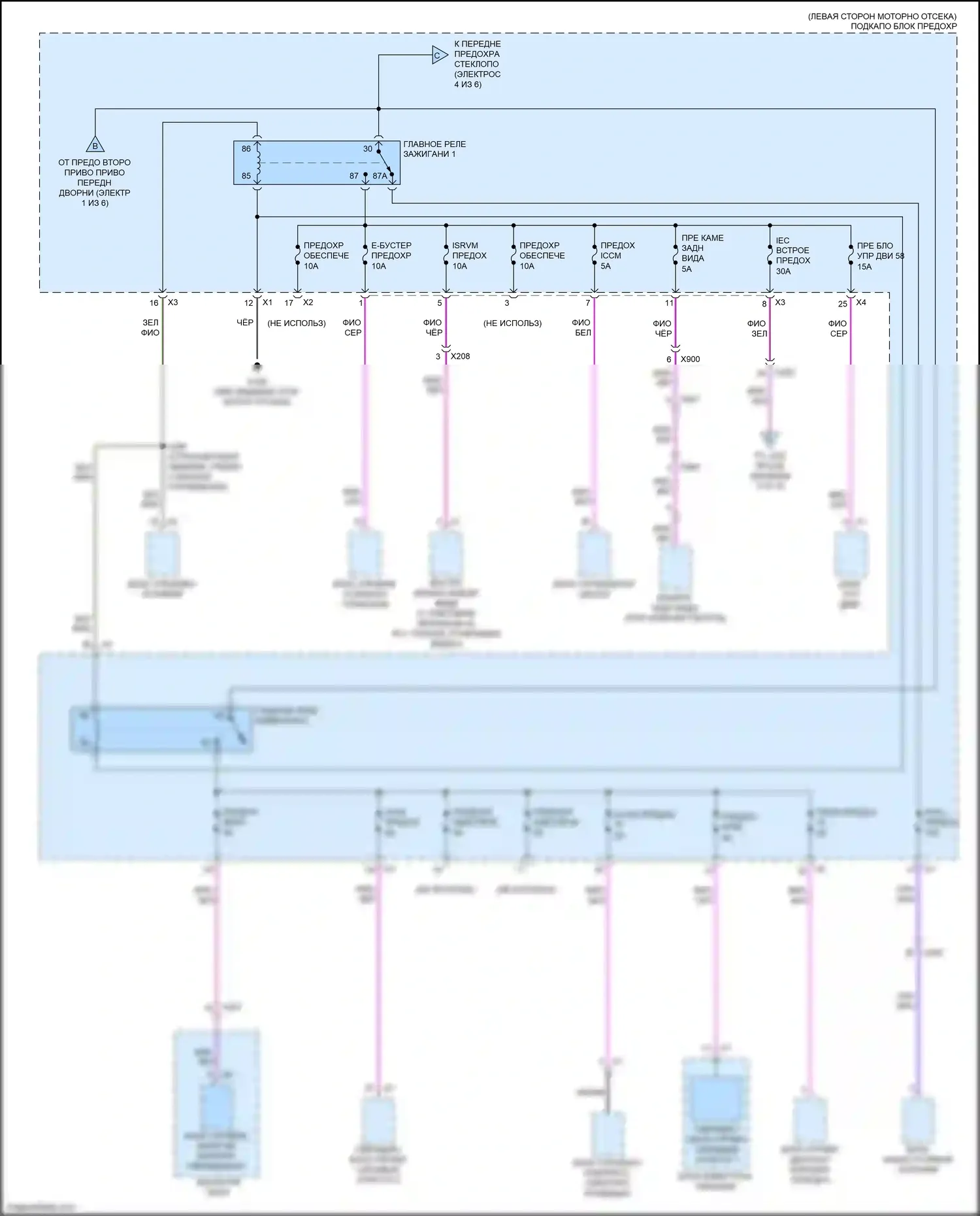 Bolt Chevrolet I (2016-2021): Электросхема блока предохранителей реле (2 из 6) 