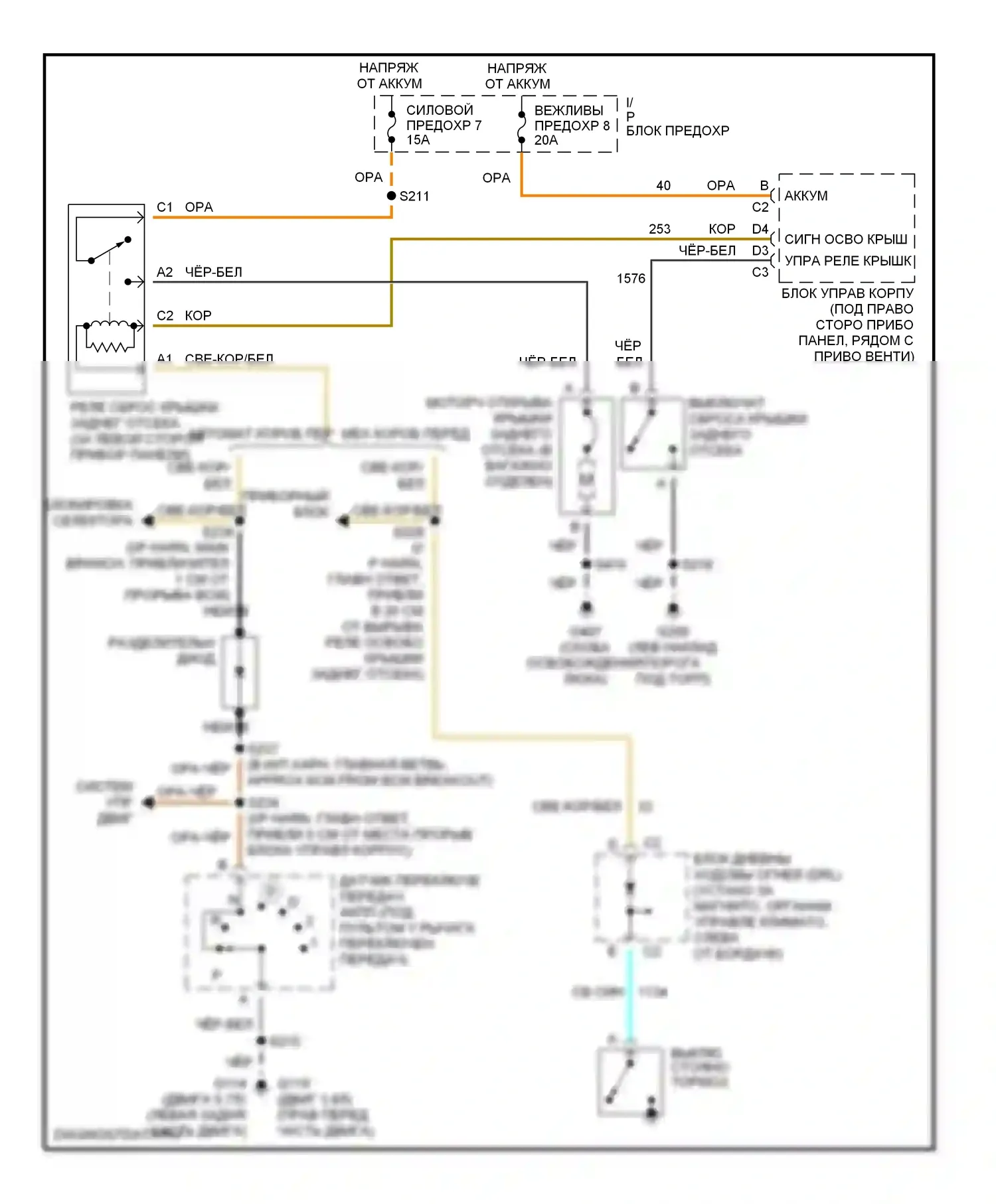 Camaro Chevrolet IV рестайлинг (1998-2002): Электросхемы багажника, двери багажника, лючка топливного бака 