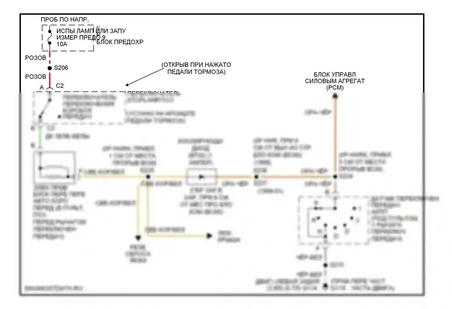 Camaro Chevrolet IV рестайлинг (1998-2002): Электросхема блокировки селектора 