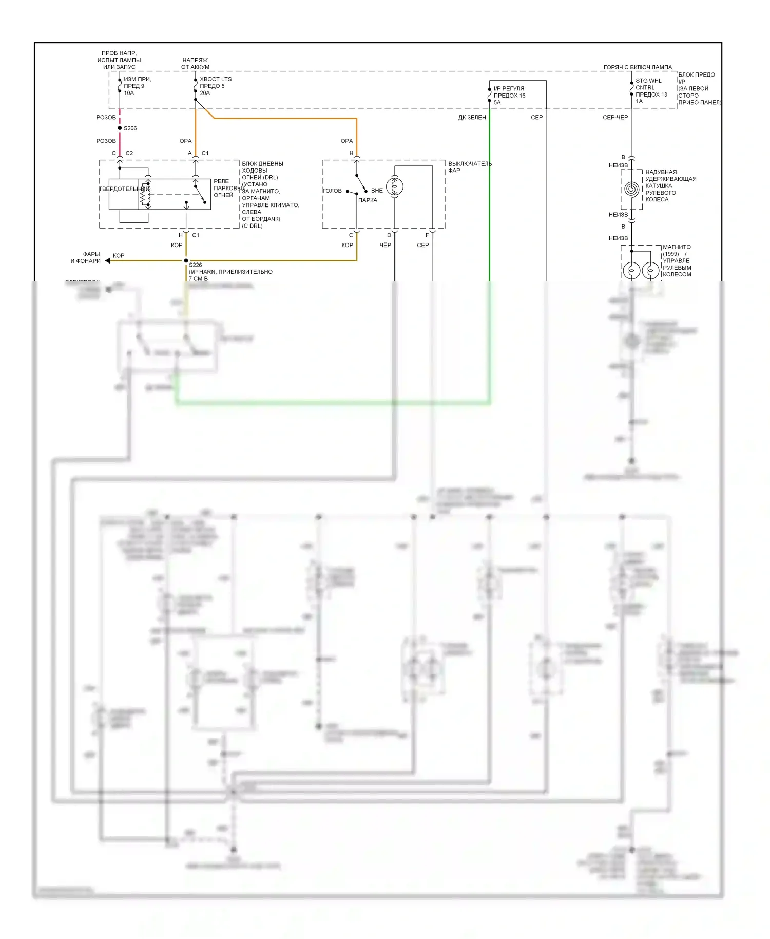 Camaro Chevrolet IV рестайлинг (1998-2002): Электросхема подсветки приборной панели 