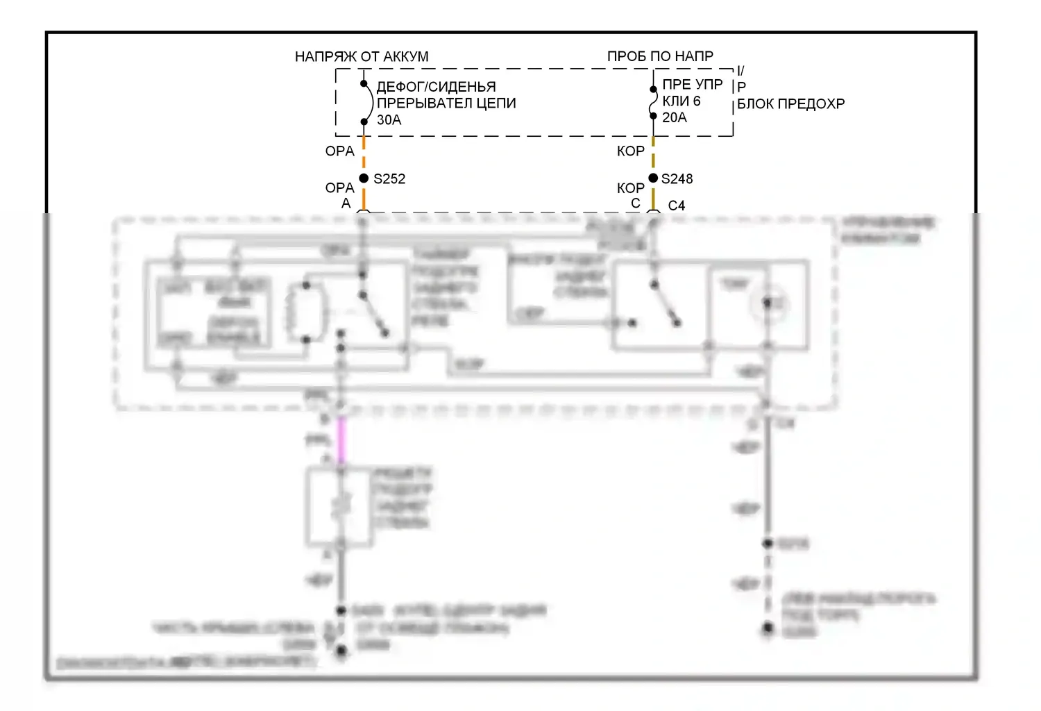 Camaro Chevrolet IV рестайлинг (1998-2002): Электросхема подогрева 