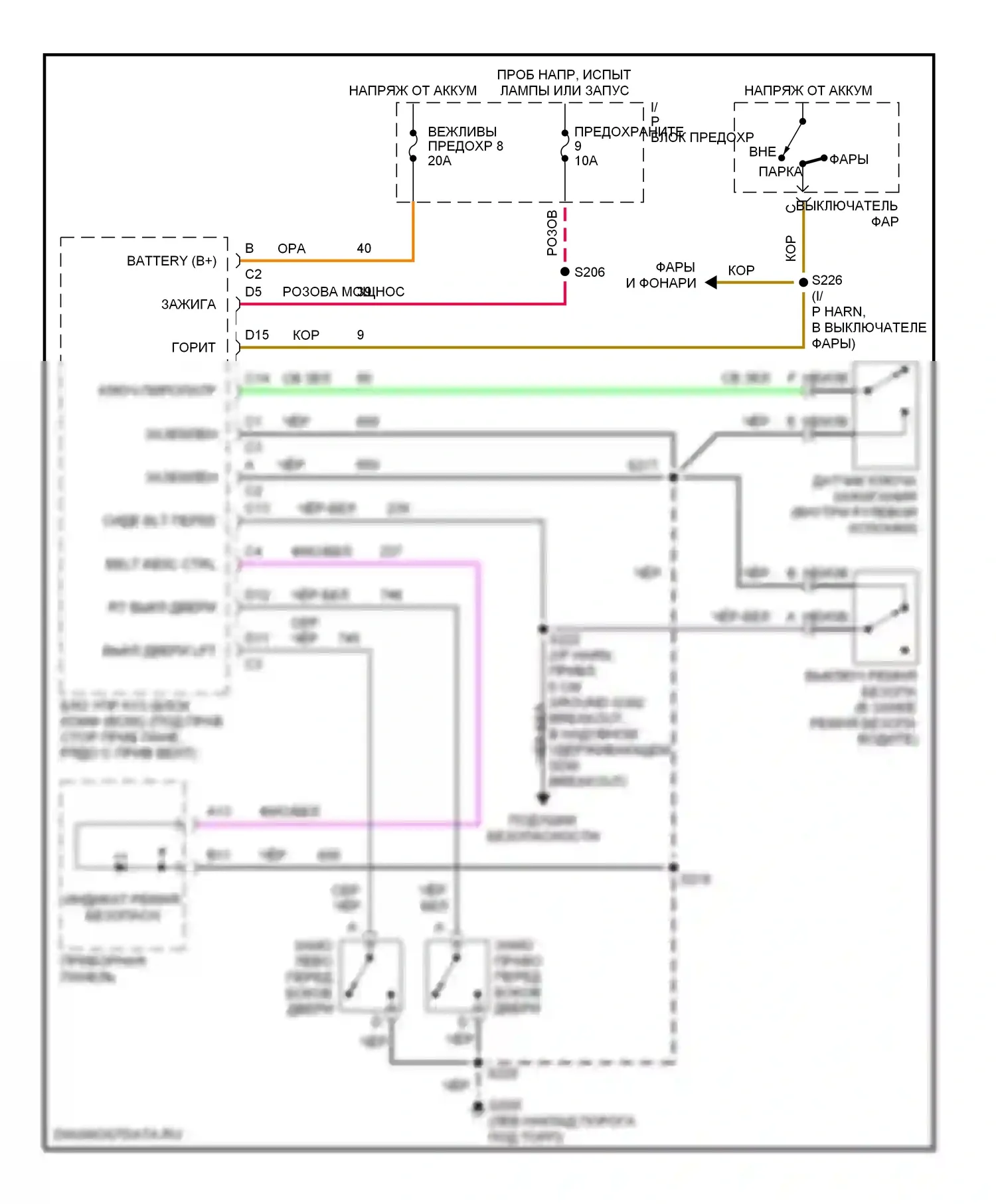 Camaro Chevrolet IV рестайлинг (1998-2002): Электросхемы системы оповещения 