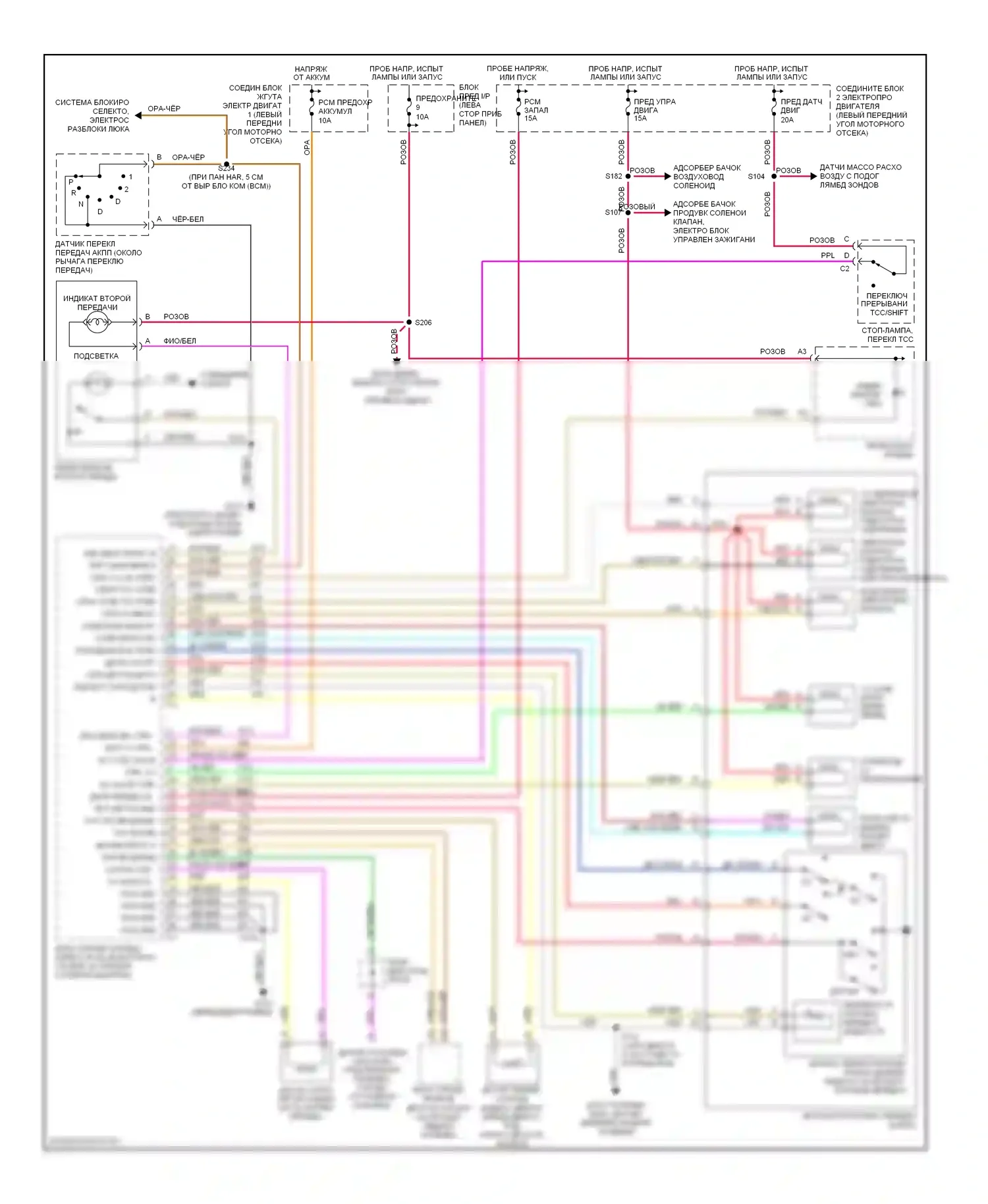 Camaro Chevrolet IV рестайлинг (1998-2002): 3,8л vin k, электросхема автоматической коробки передач 