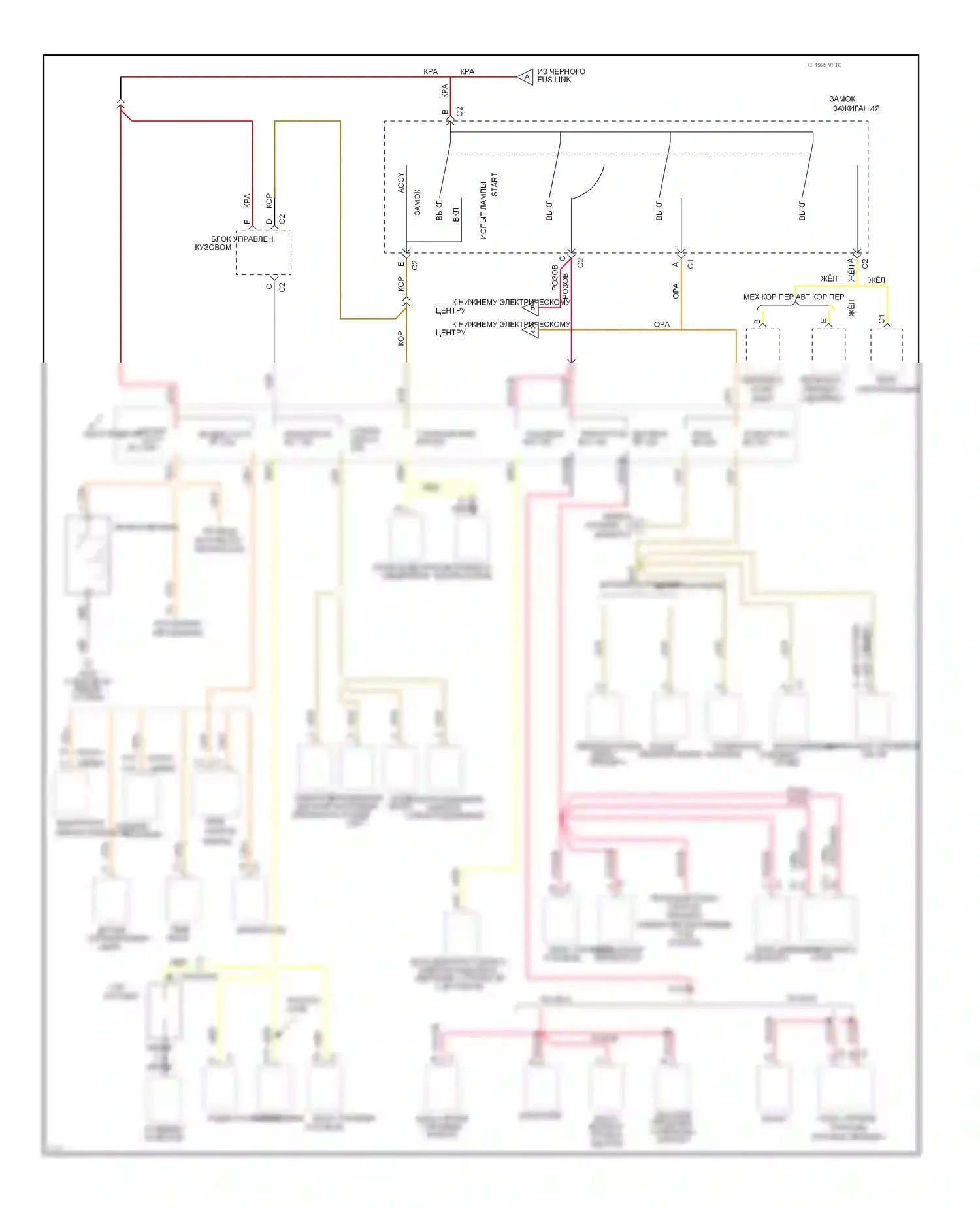 Camaro Chevrolet IV (1992-1998): Электросхема блока предохранителей реле (2 из 3) 