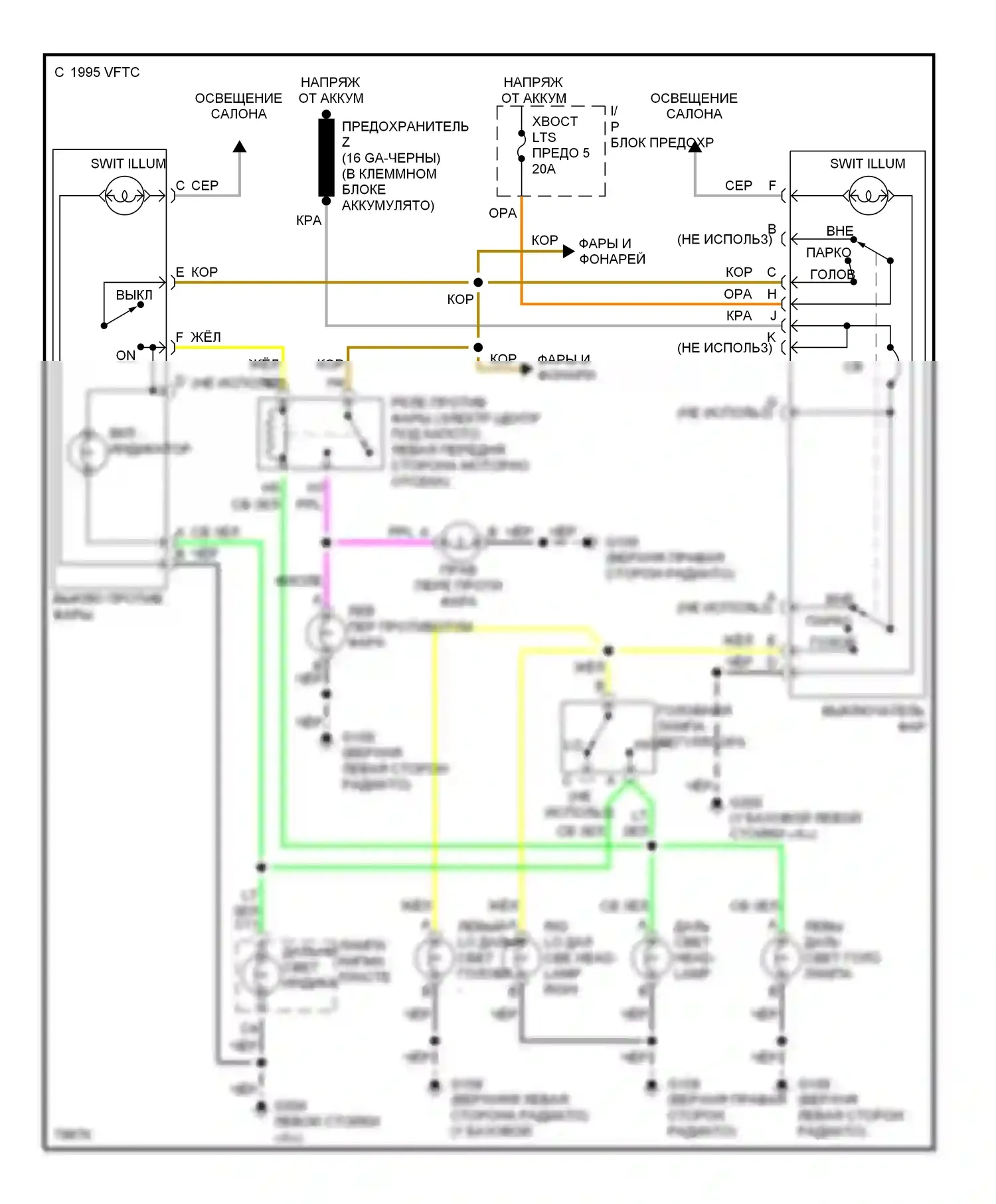 Camaro Chevrolet IV (1992-1998): Электросхема фар, без дрели 