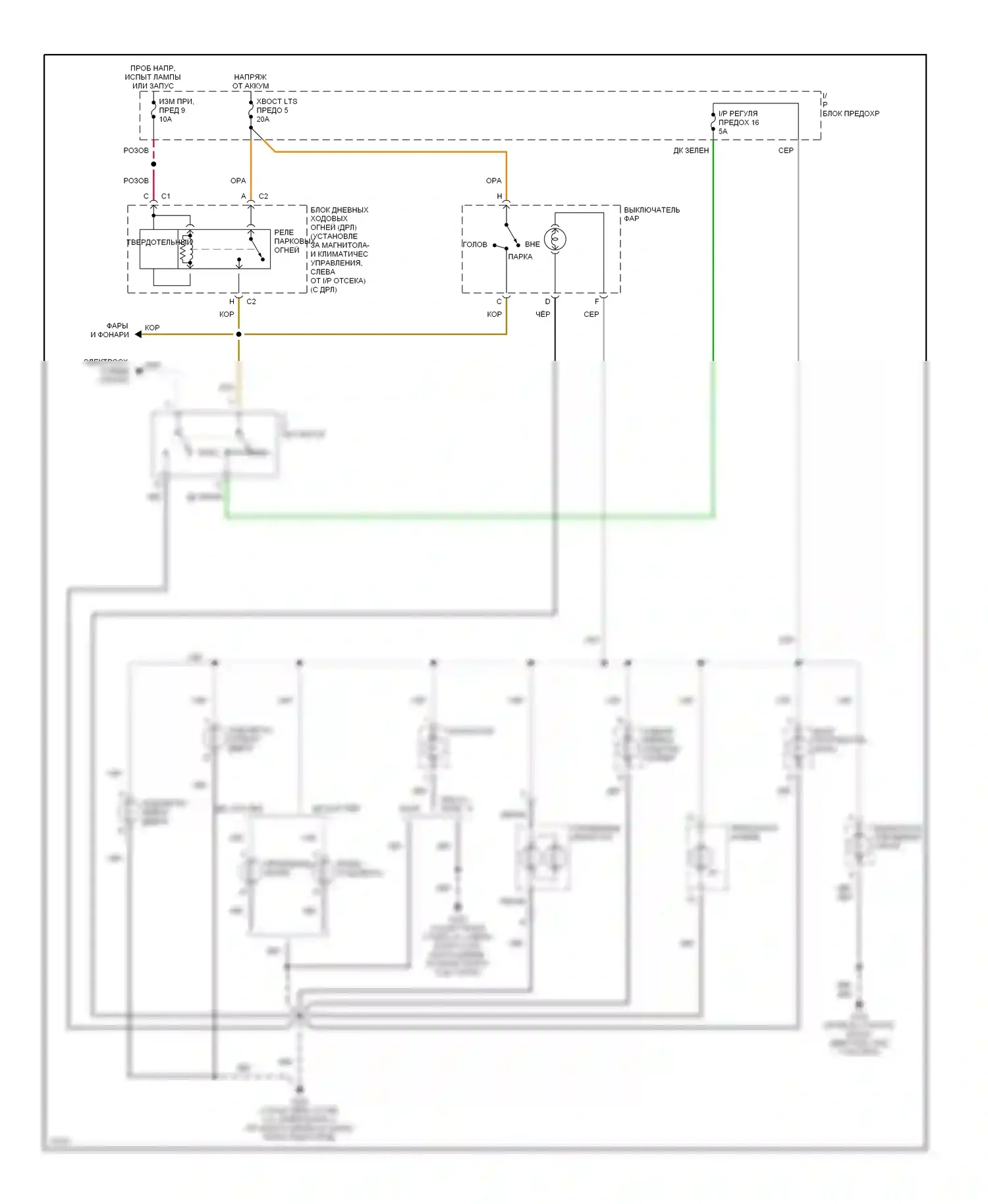Camaro Chevrolet IV (1992-1998): Электросхема подсветки приборной панели 