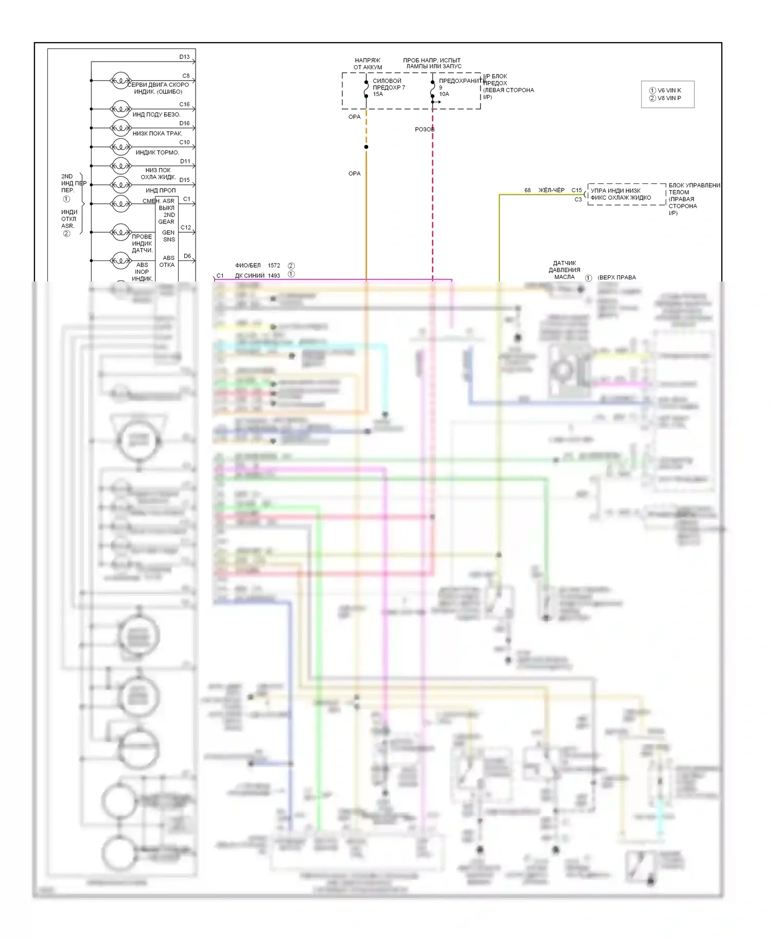 Camaro Chevrolet IV (1992-1998): Электросхема приборной панели 