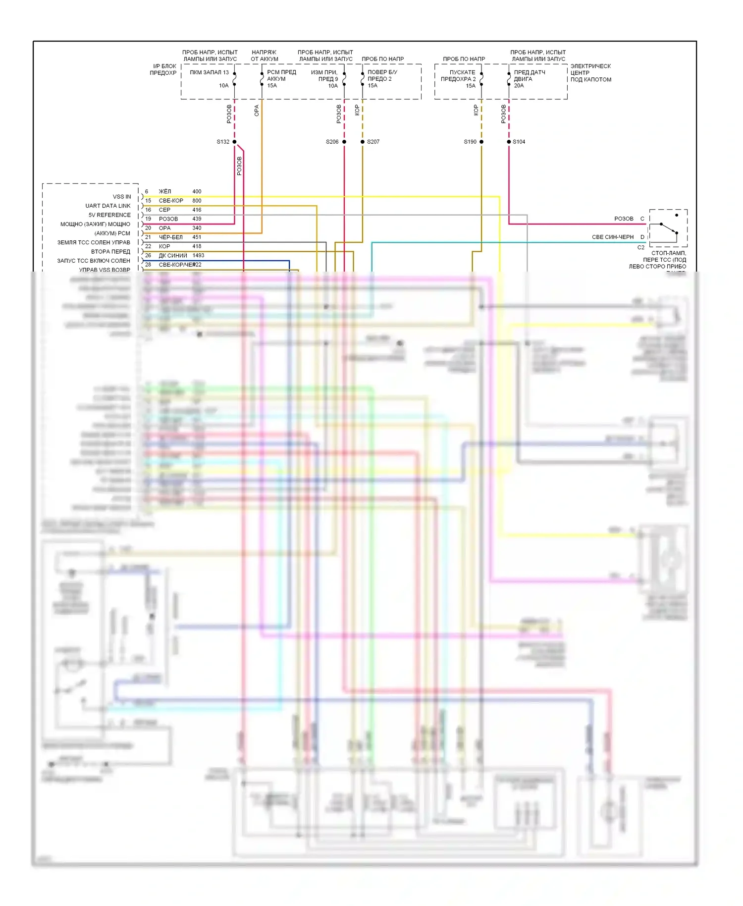 Camaro Chevrolet IV (1992-1998): 3,8л (vin k), электросхема коробки передач 