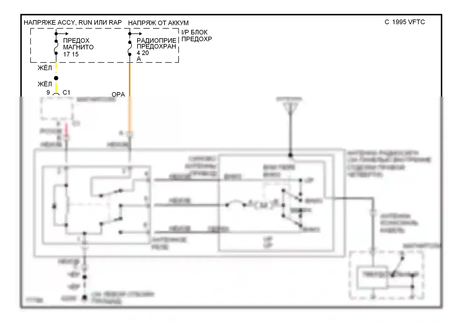 Camaro Chevrolet IV (1992-1998): Электросхема силовой антенны 