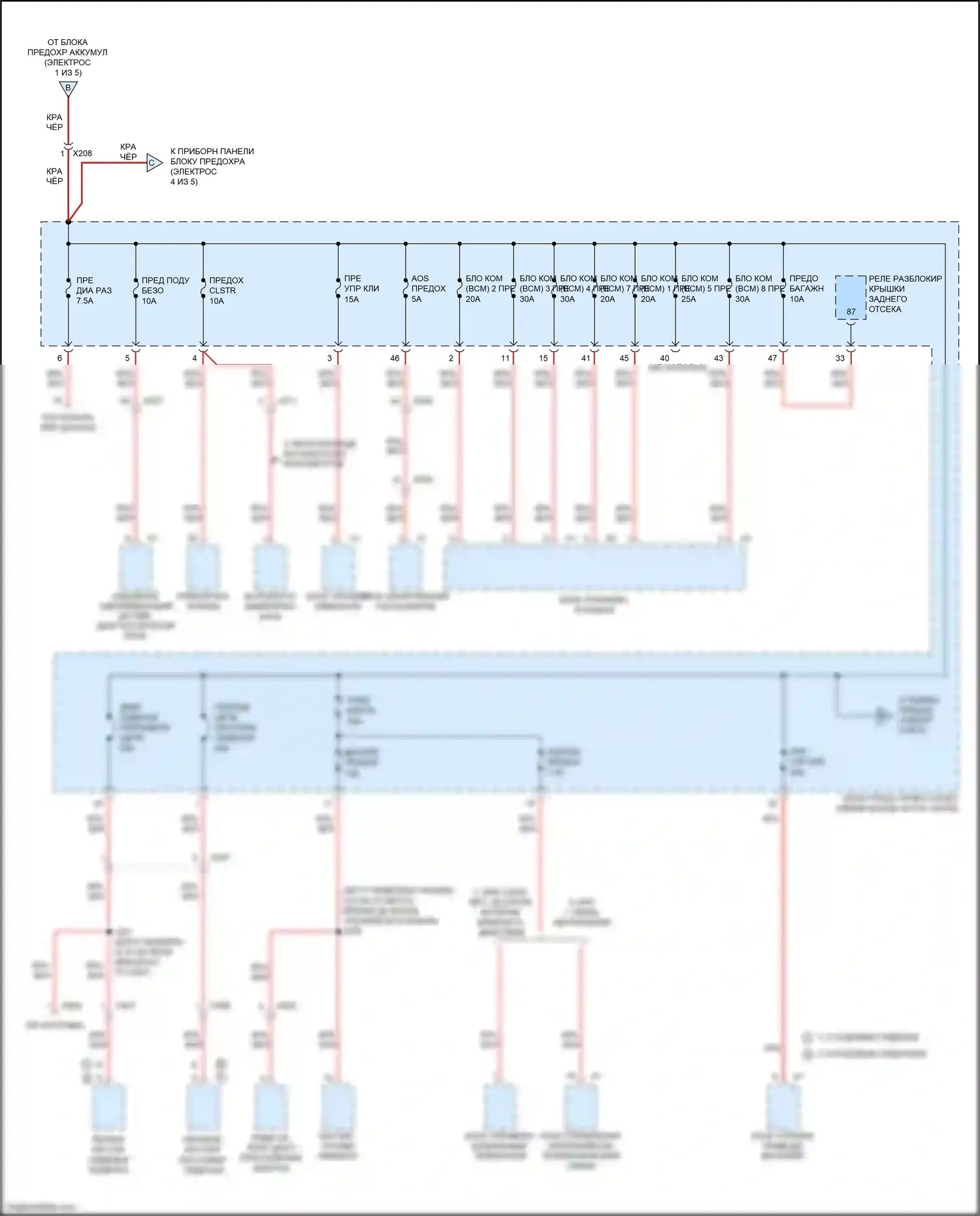 Camaro Chevrolet V рестайлинг (2013-2015): Электросхема блока предохранителей реле (3 из 5) 