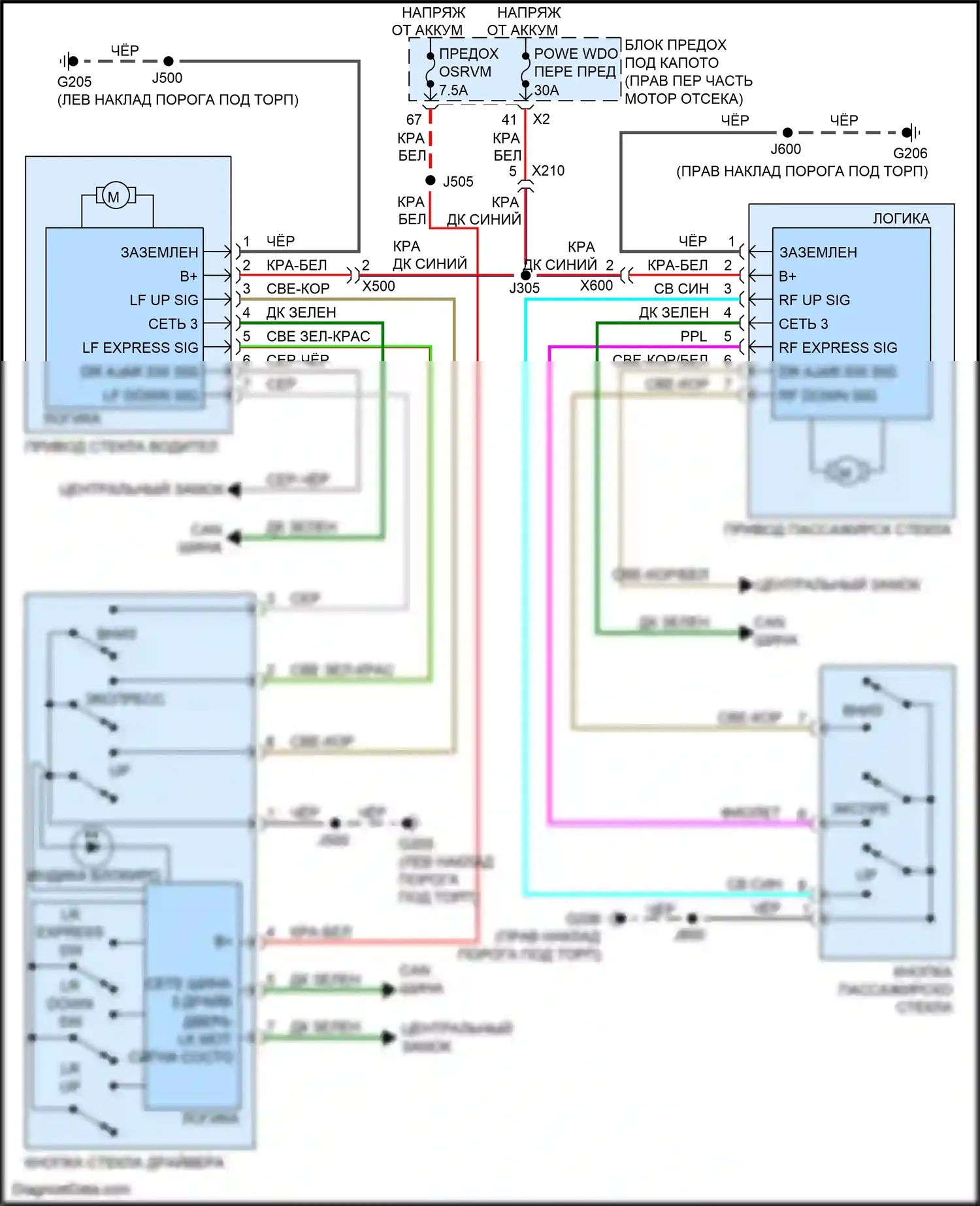 Camaro Chevrolet V рестайлинг (2013-2015): Стеклоподъемники электросхема, купе 