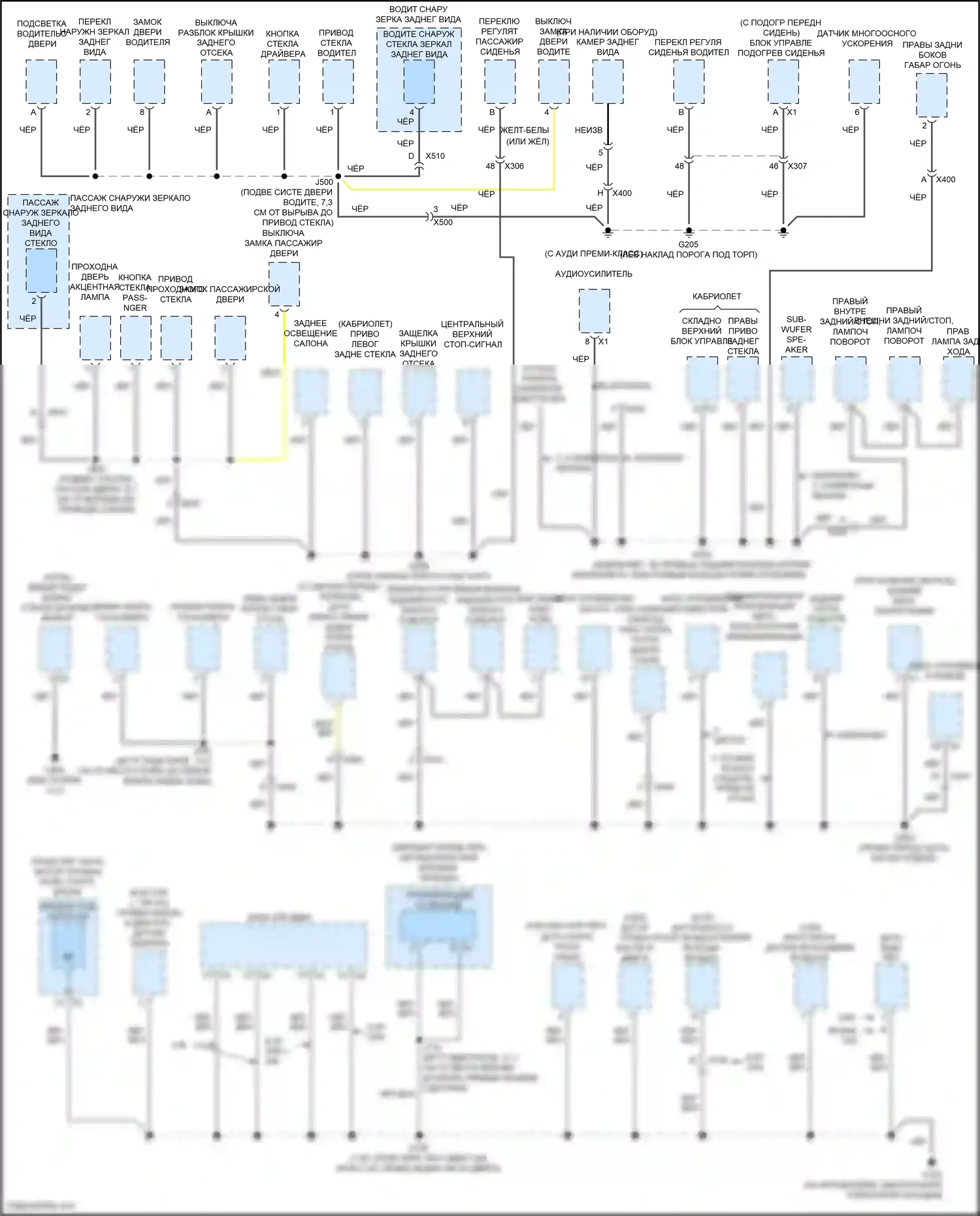 Camaro Chevrolet V рестайлинг (2013-2015): Электросхема точек подключения масс (3 из 3) 