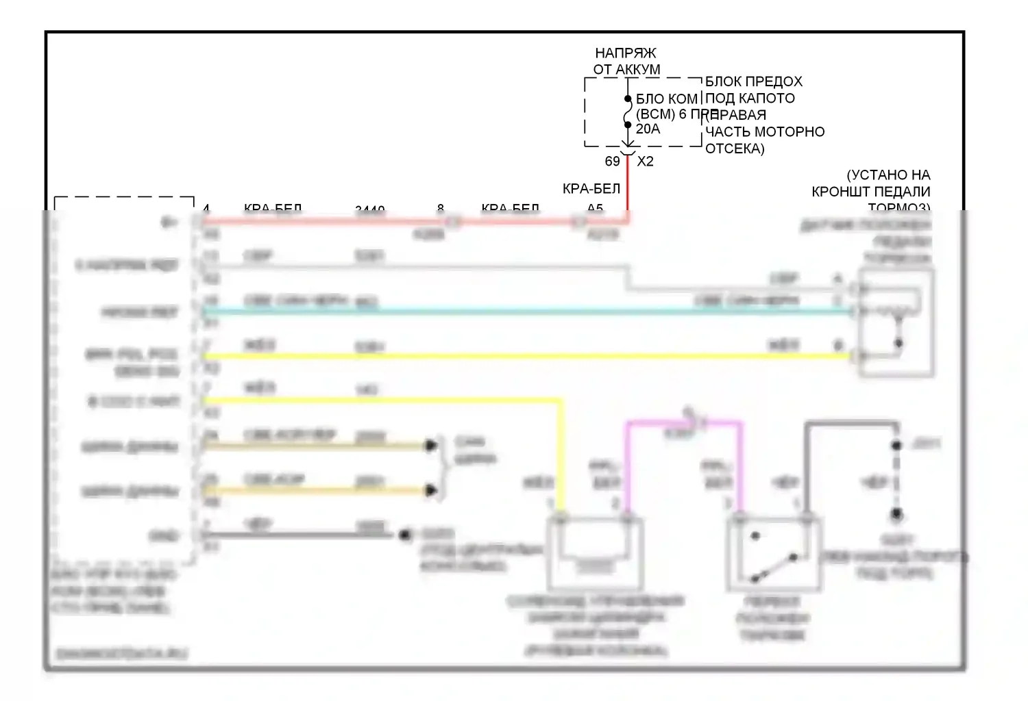 Camaro Chevrolet V (2009-2013): Электросхема электромагнита замка зажигания 