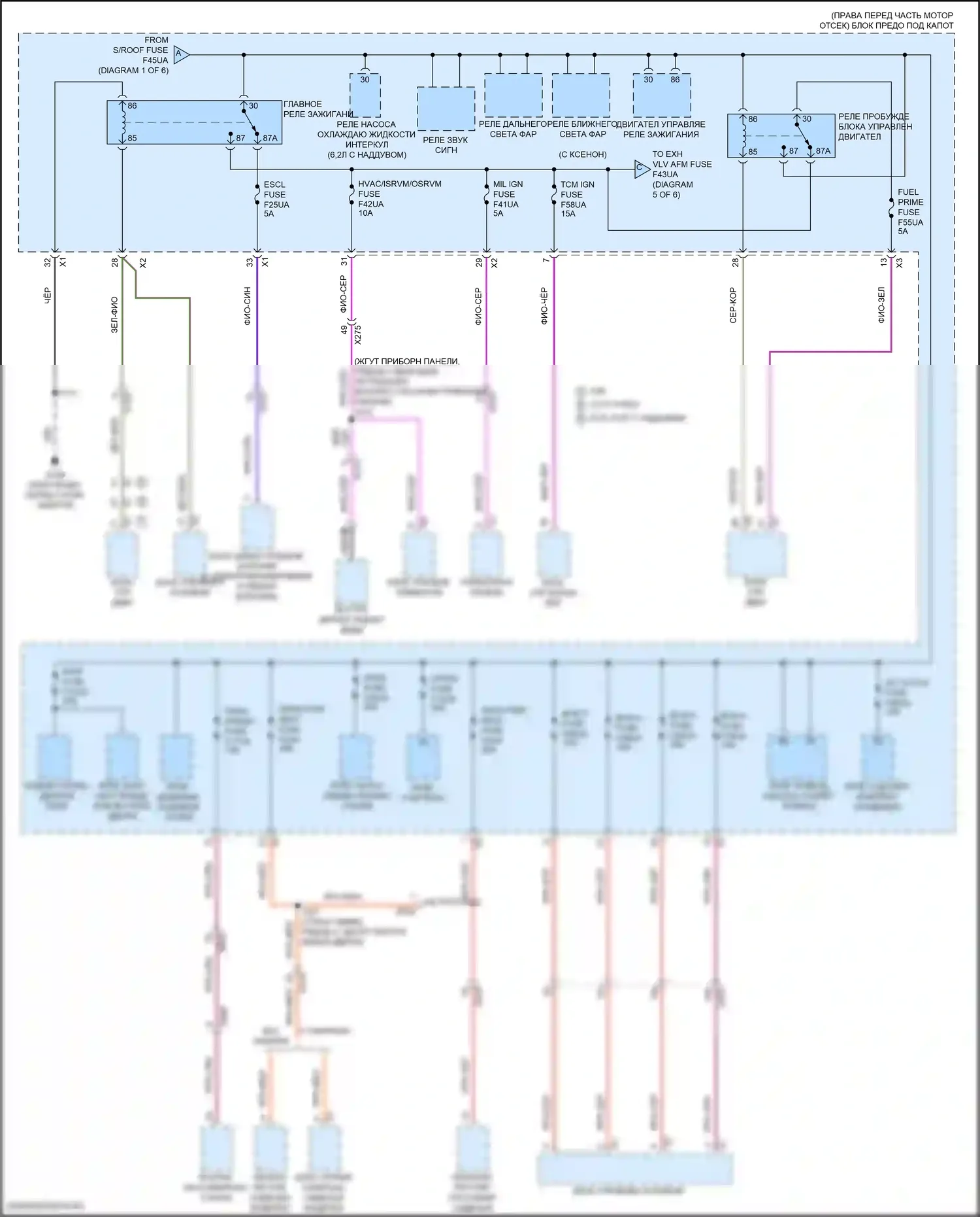 Camaro Chevrolet VI рестайлинг (2018-2024): Электросхема блока предохранителей реле (2 из 6) 
