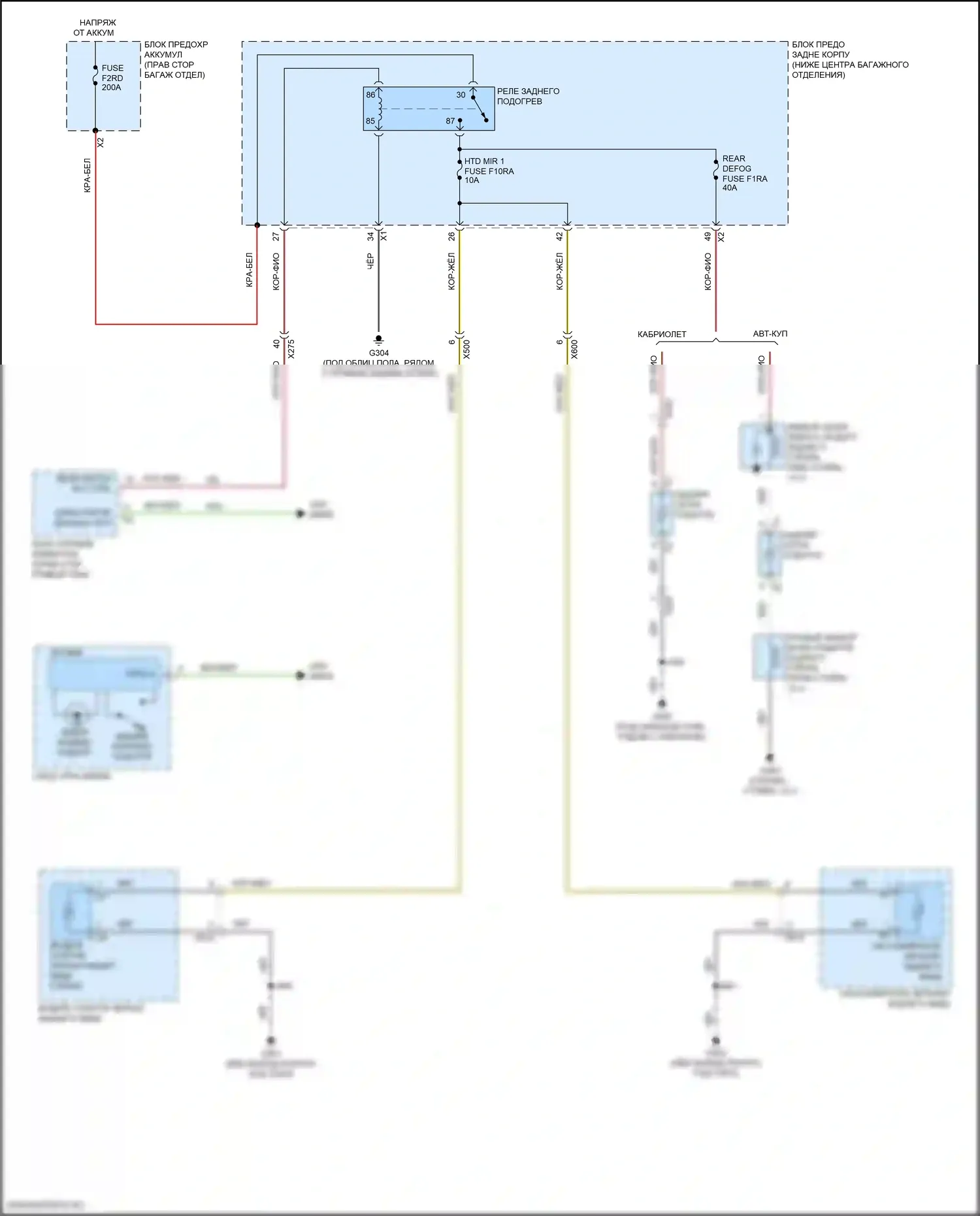 Camaro Chevrolet VI рестайлинг (2018-2024): Электросхема подогрева стекол 
