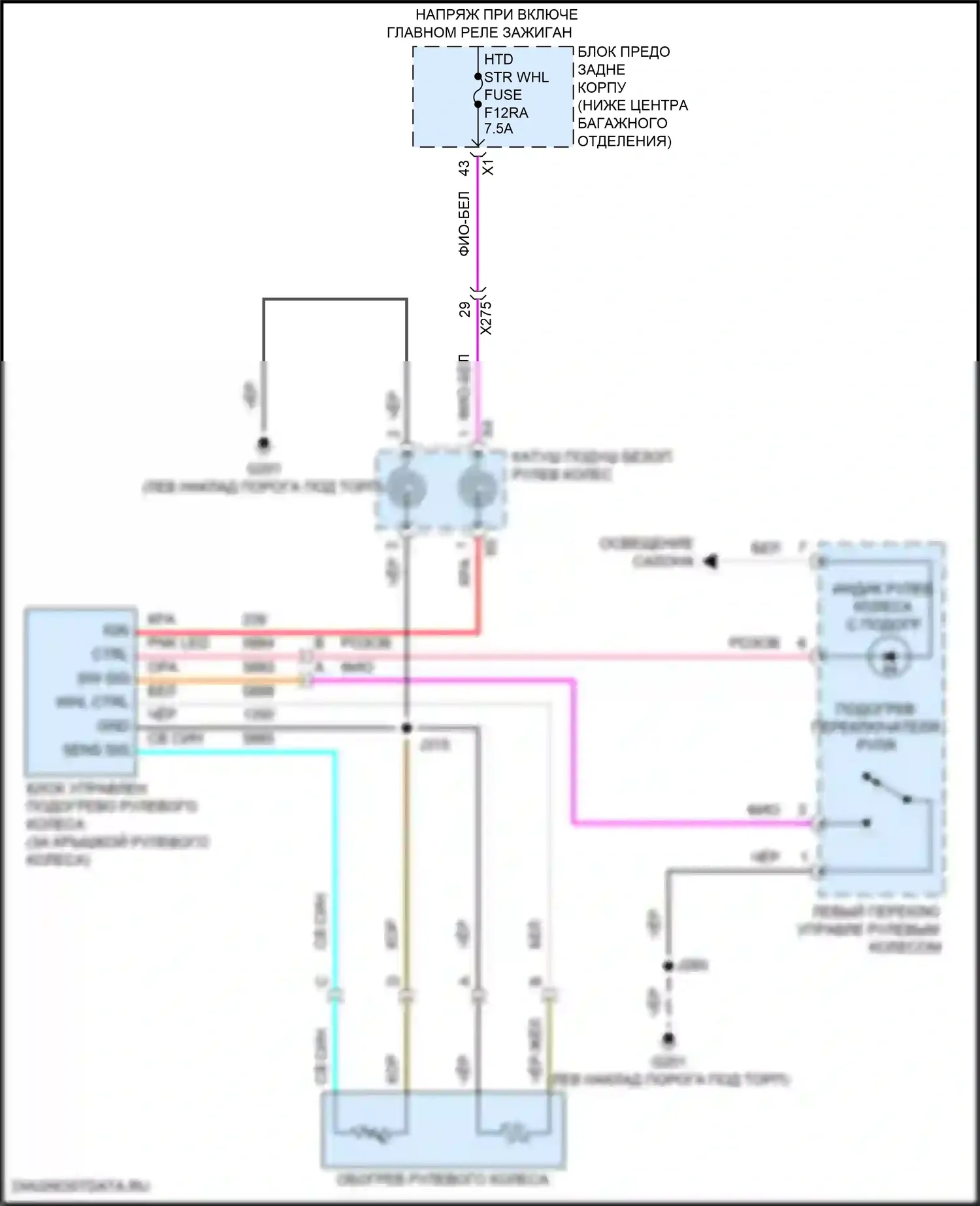 Camaro Chevrolet VI рестайлинг (2018-2024): Электросхема рулевого колеса с подогревом 