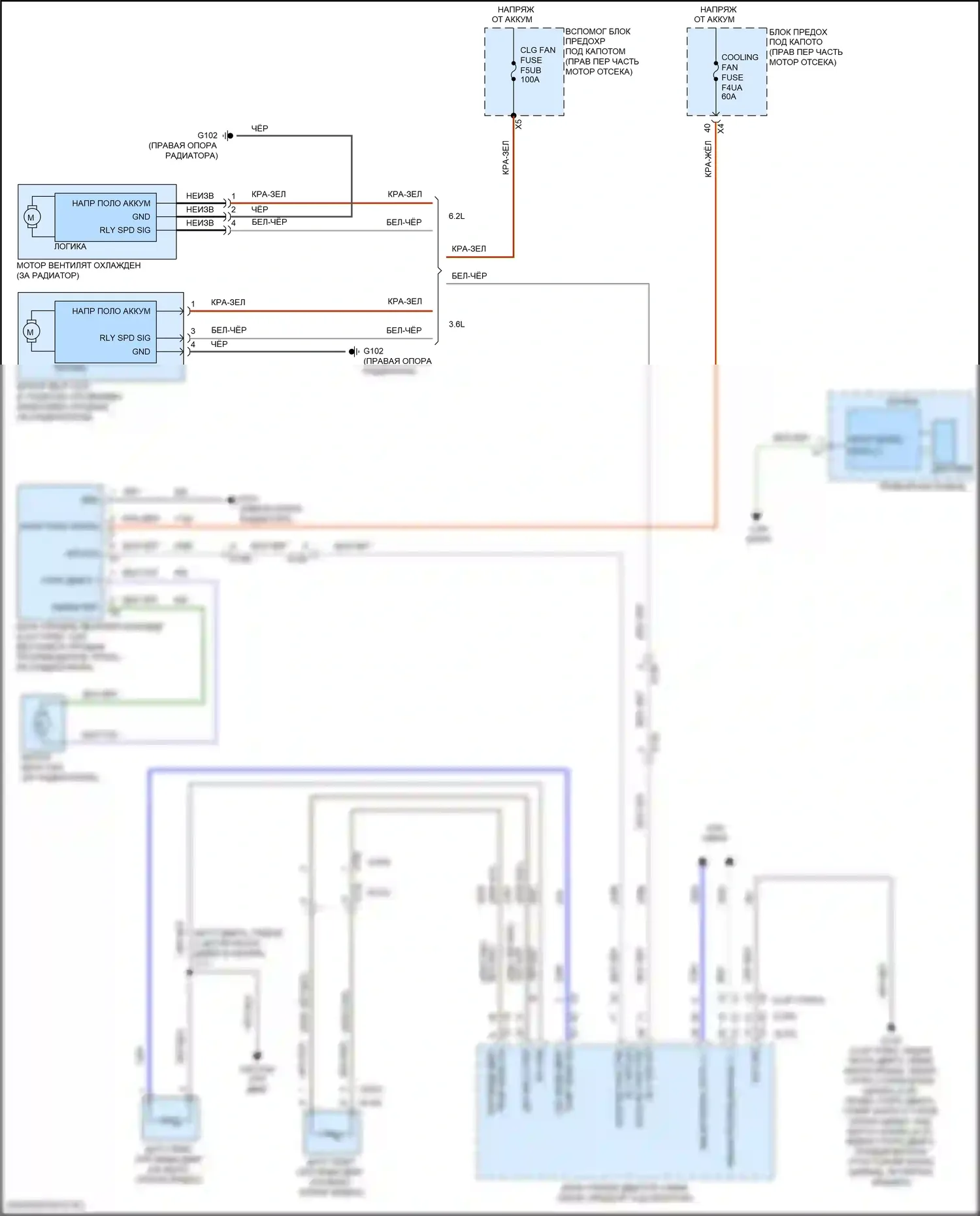 Camaro Chevrolet VI рестайлинг (2018-2024): Электросхема вентилятора охлаждения 
