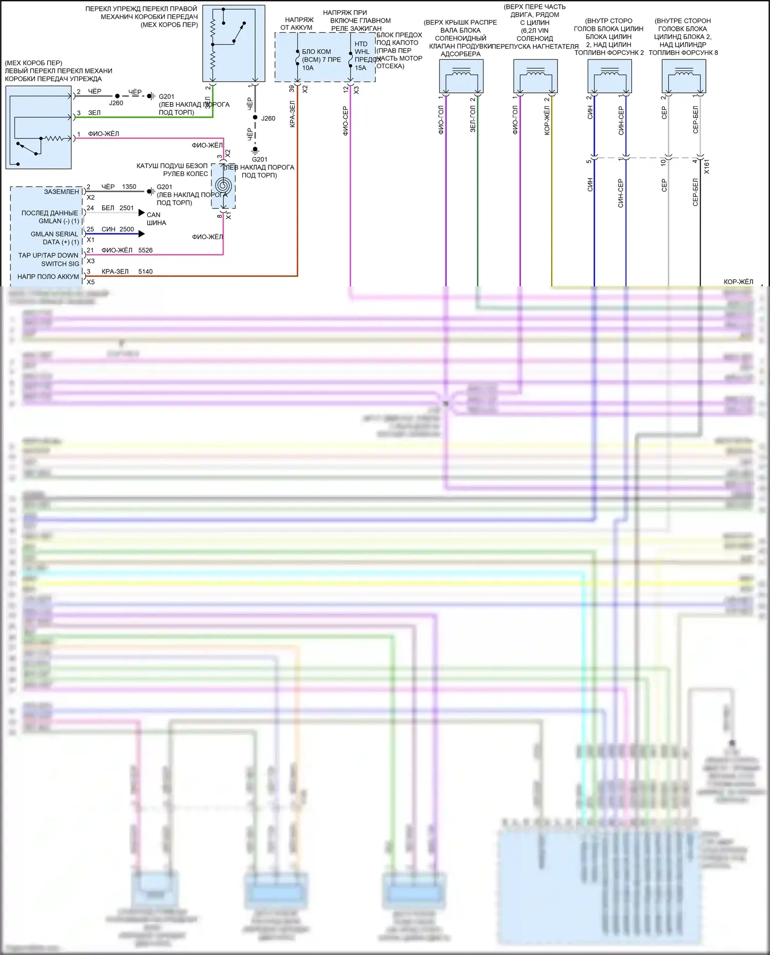 Camaro Chevrolet VI (2015-2018): Электросхема двигателя 6.2l vin 6 (6 из 9) 
