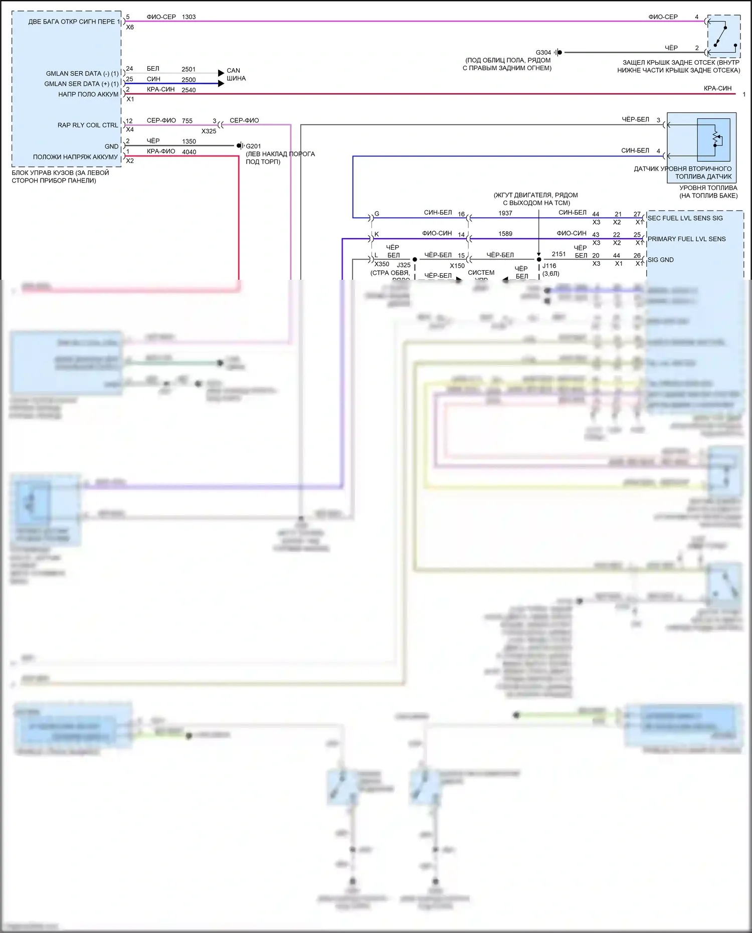 Camaro Chevrolet VI (2015-2018): Электросхема приборной панели (2 из 3) 