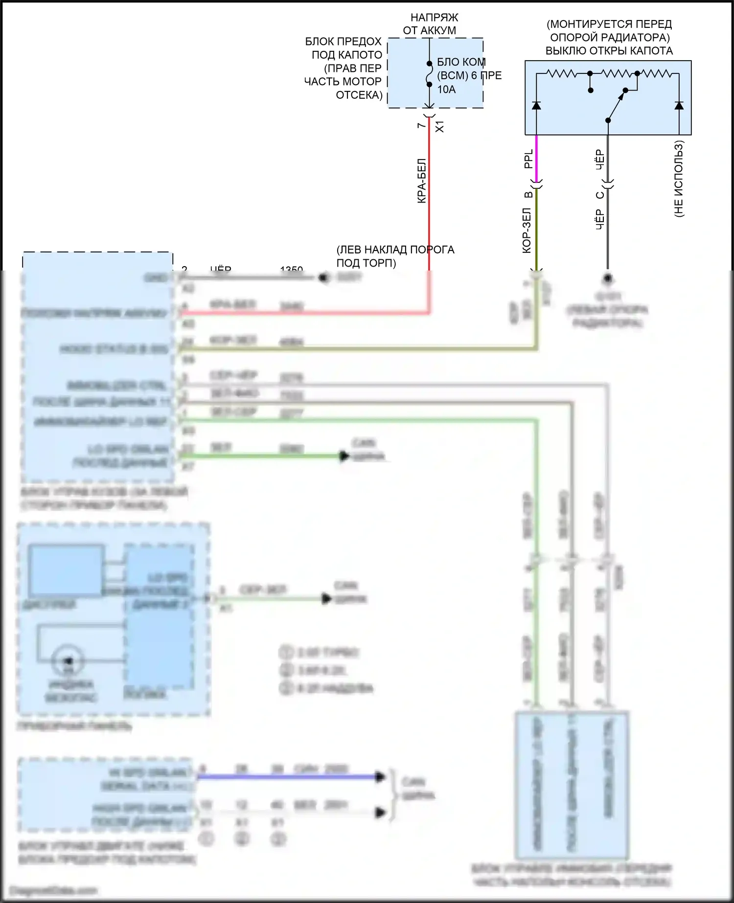 Camaro Chevrolet VI (2015-2018): Электросхема пассажирского ключа 