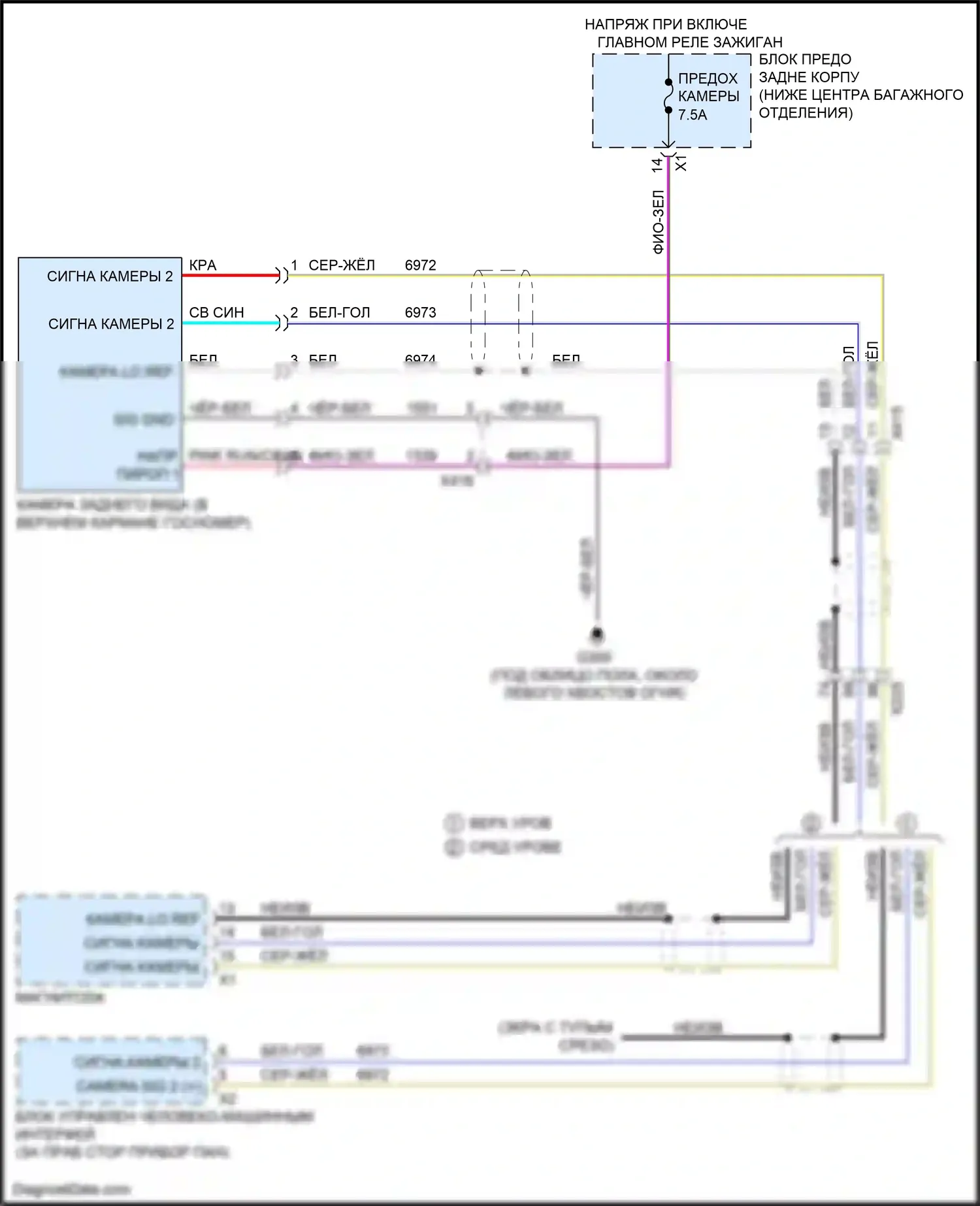 Camaro Chevrolet VI (2015-2018): Электросхема камеры заднего вида 