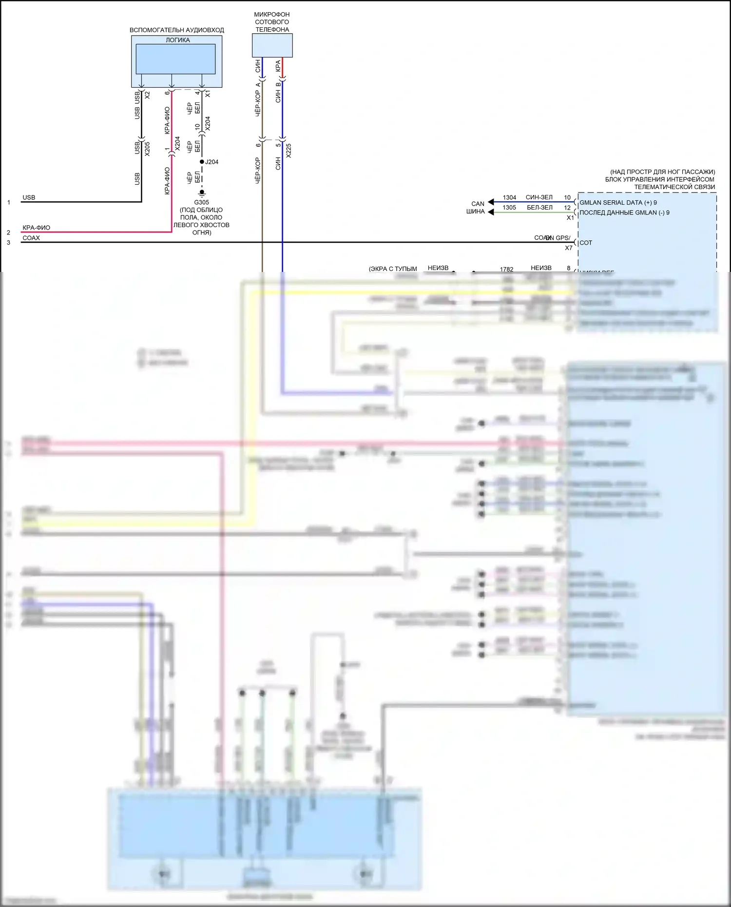 Camaro Chevrolet VI (2015-2018): Электросхема навигации, без усилителя, с активным шумом (4 из 4) 