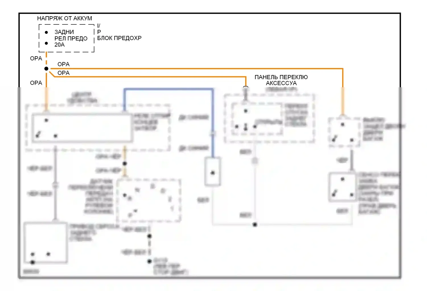 Caprice Chevrolet IV (1990-1996): Электросхема расцепителя заднего стекла, без блокировок питания 