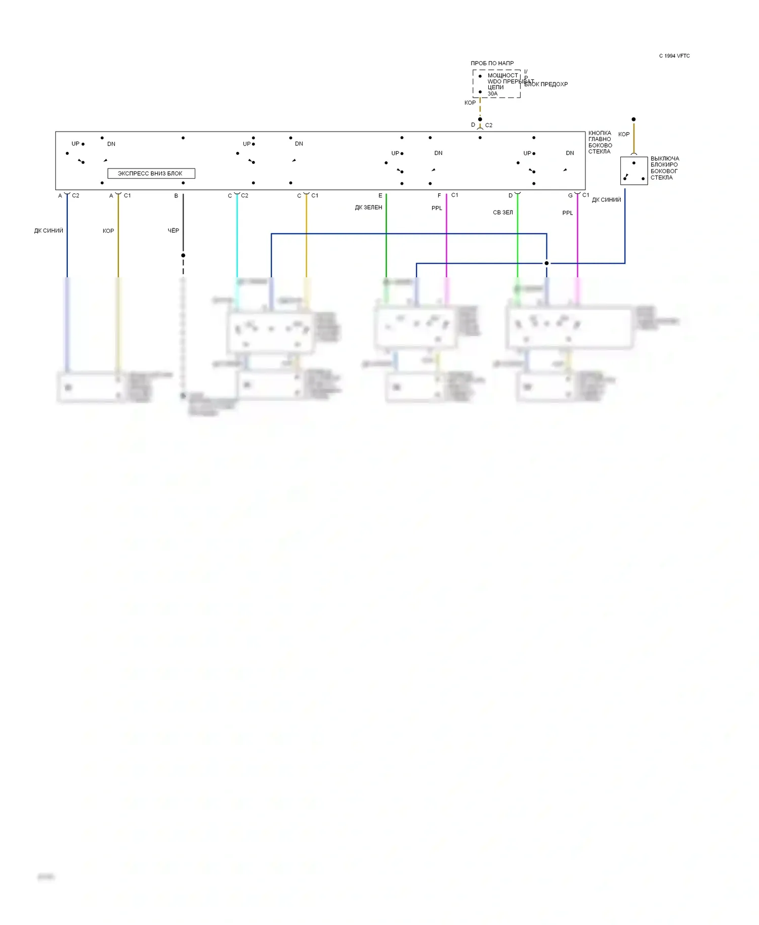 Caprice Chevrolet IV (1990-1996): Электросхема стеклоподъемника 