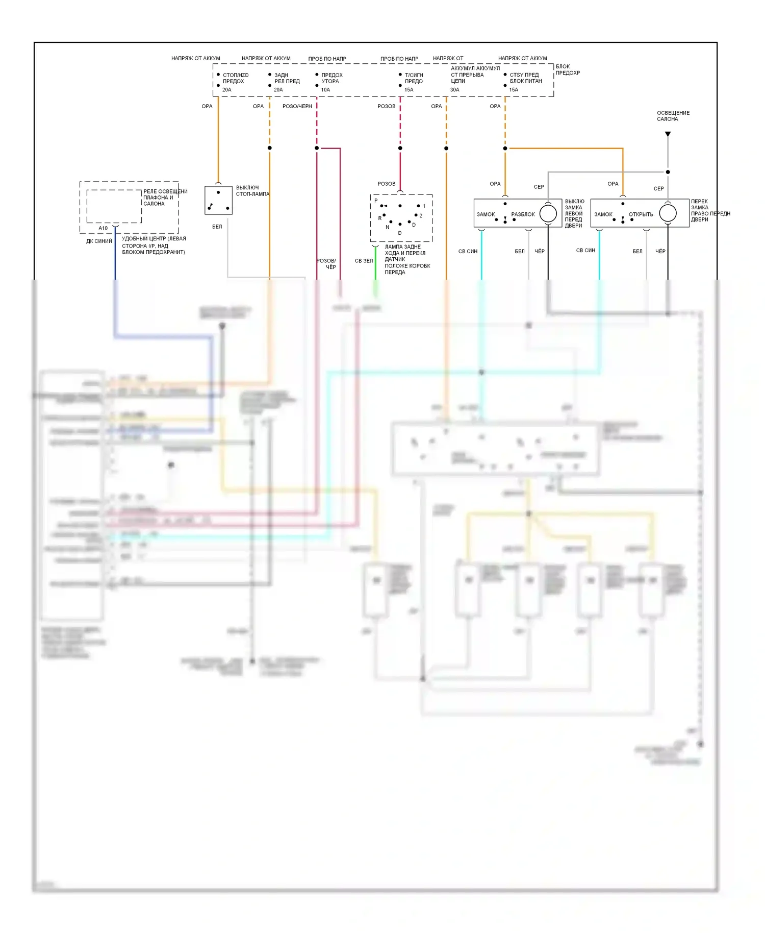 Caprice Chevrolet IV (1990-1996): Электросхема центрального замка, с дистанционным/бесключевым доступом 