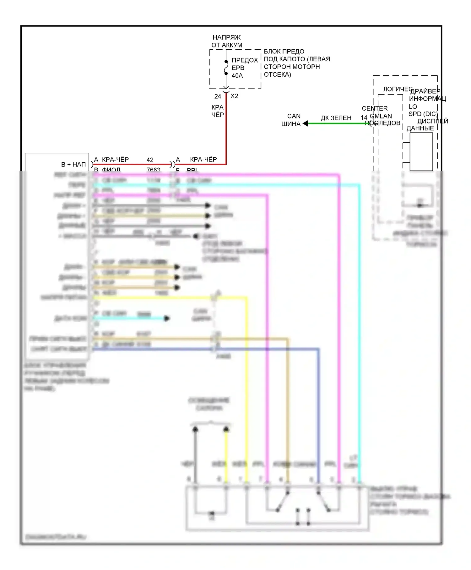 Captiva Chevrolet I рестайлинг 2 (2013-2016): Электросхема системы стояночного тормоза 