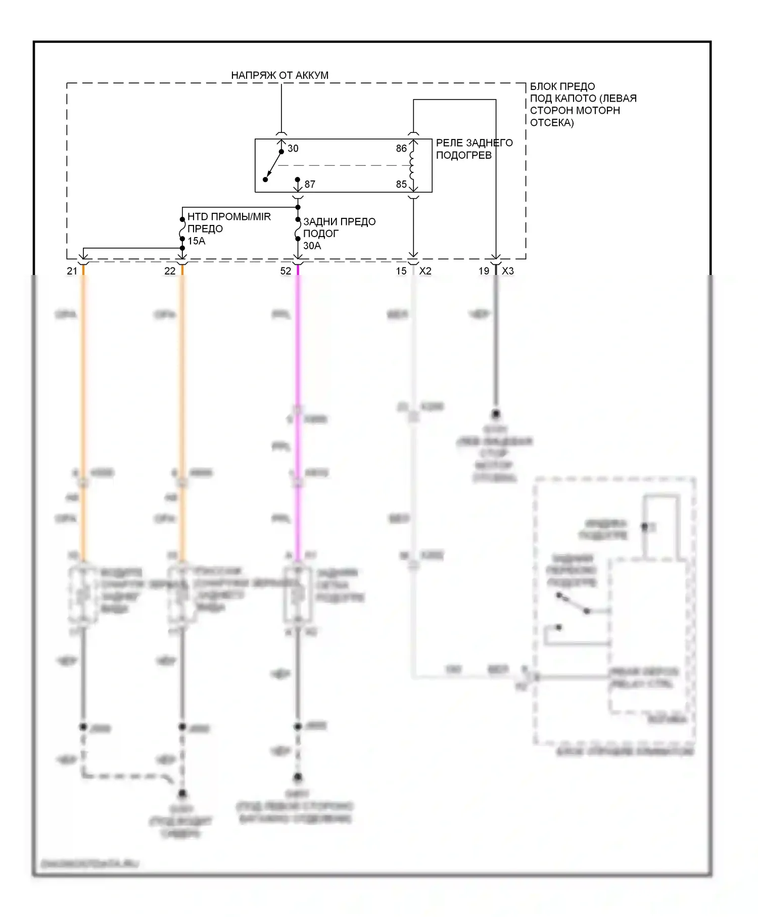 Captiva Chevrolet I рестайлинг 2 (2013-2016): Электросхема подогрева стекол 