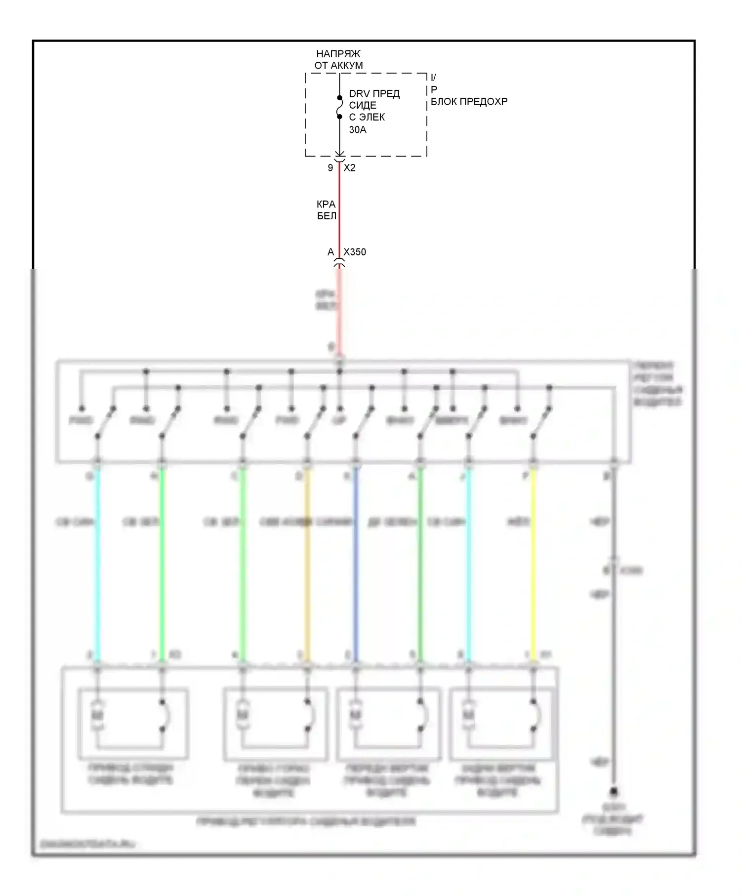 Captiva Chevrolet I рестайлинг 2 (2013-2016): Электросхема сиденья водителя 